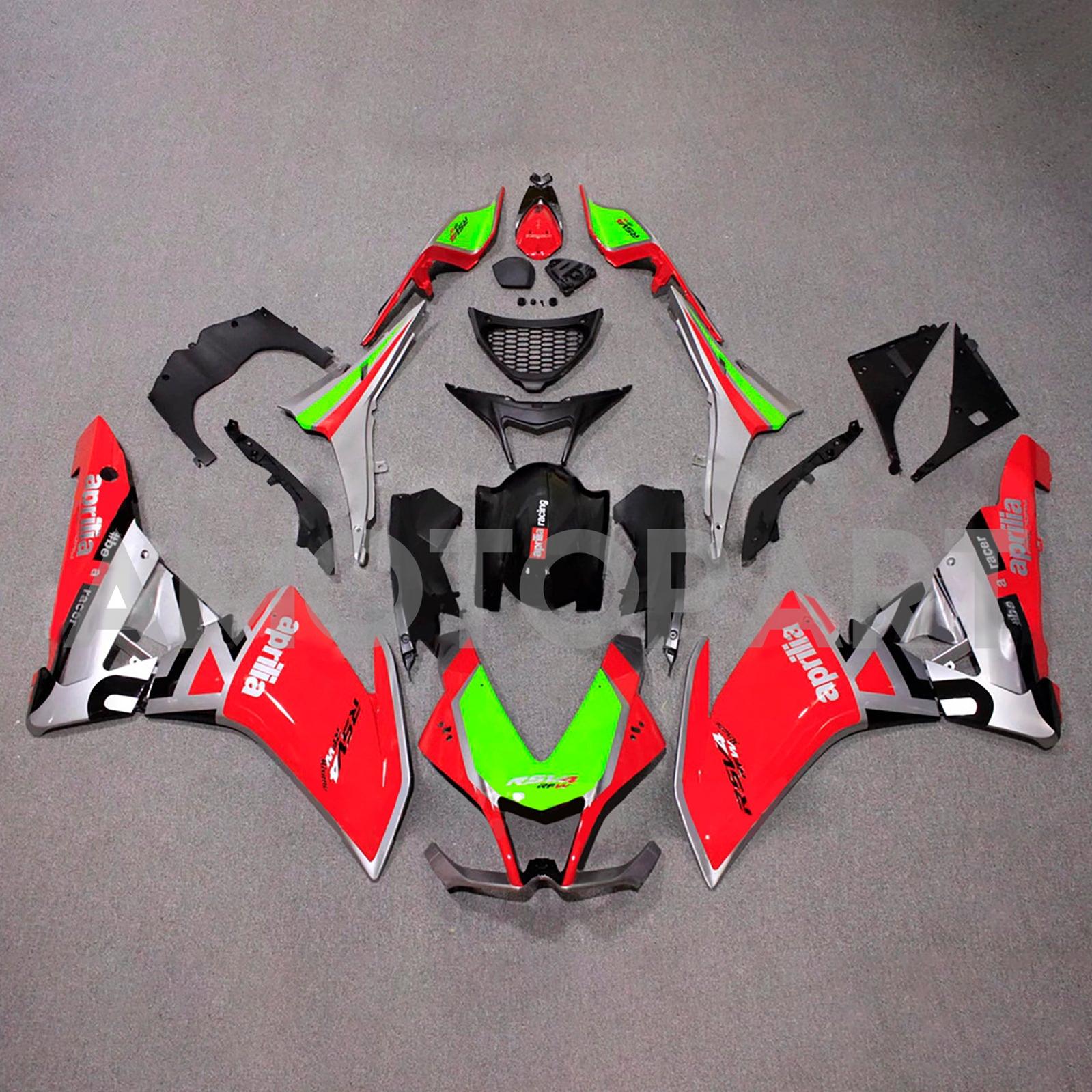 Amotopart 2009-2015 アプリリア RSV4 1000 グリーン ブラック レッド フェアリングキット