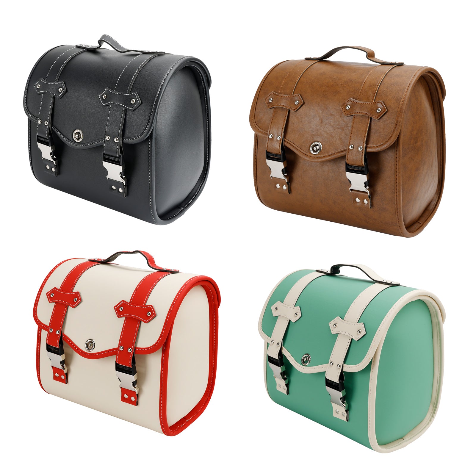 Saddlebag Side Storage Tool Bag Universal Quick Release Pu Motorcykel Brun