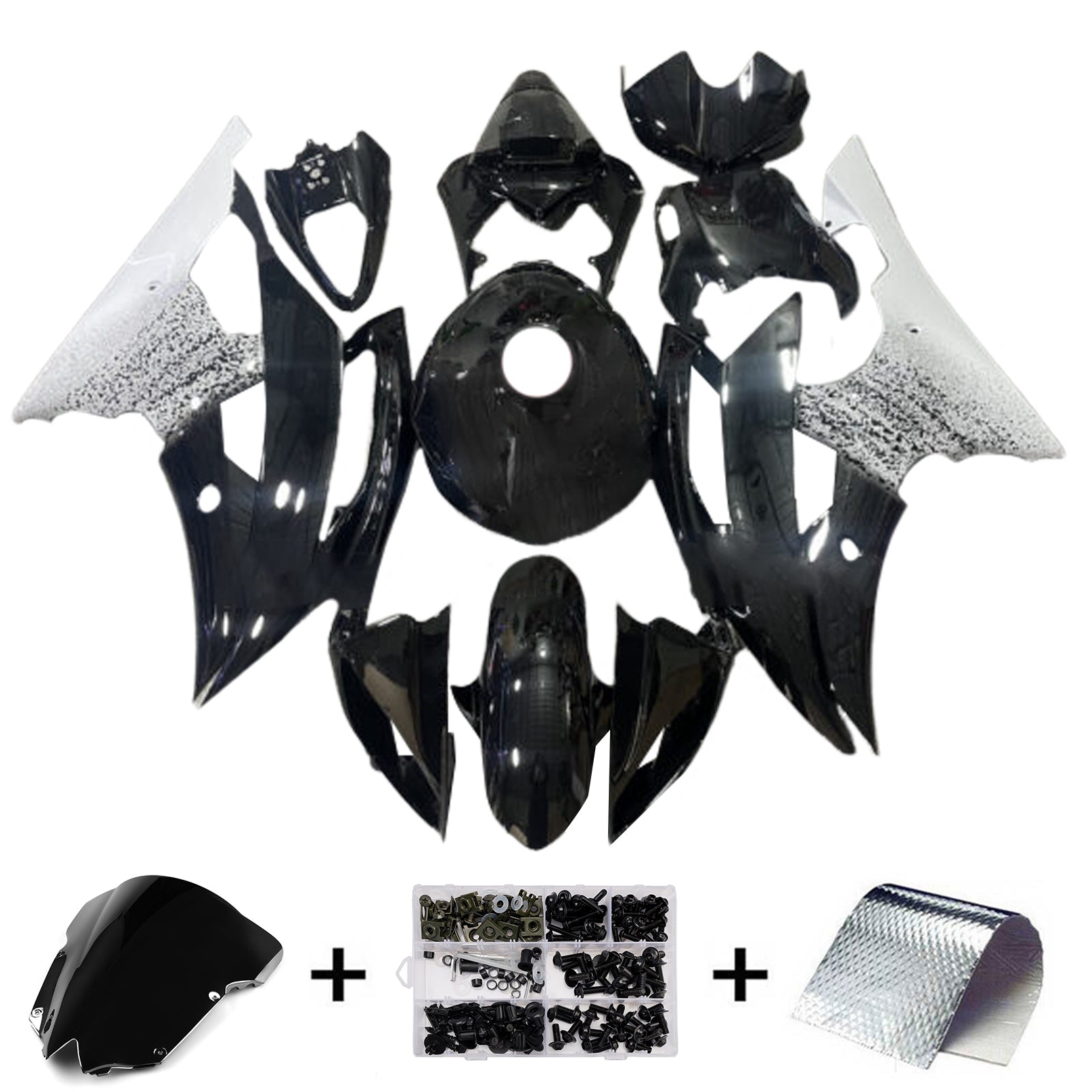 Amotopart 2008-2016 Yamaha YZF-R6 White & Black Fairing Kit