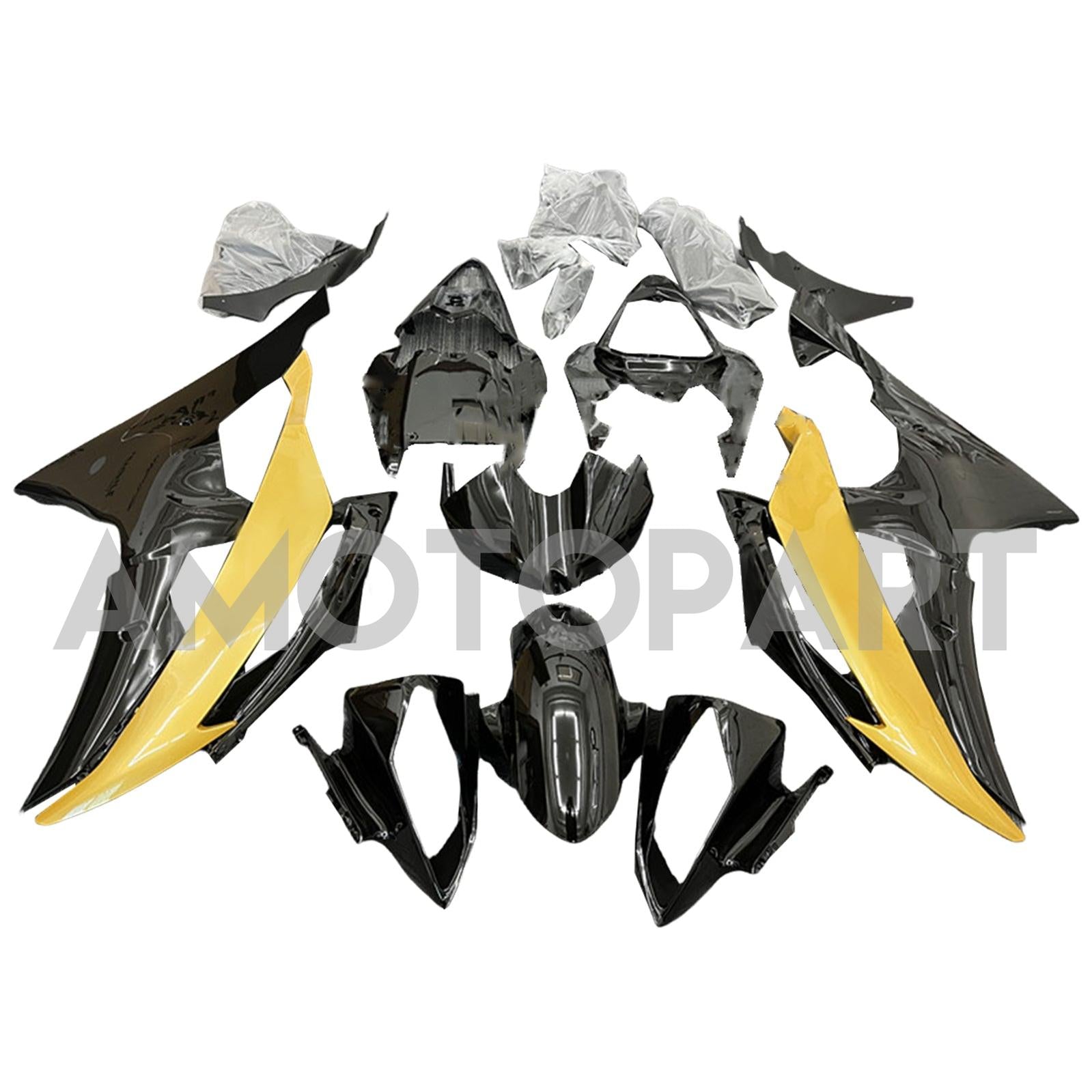 Amotopart 2008-2016 YAMAHA YZF 600 R6 Yellow & Black Style2 Fairing Kit