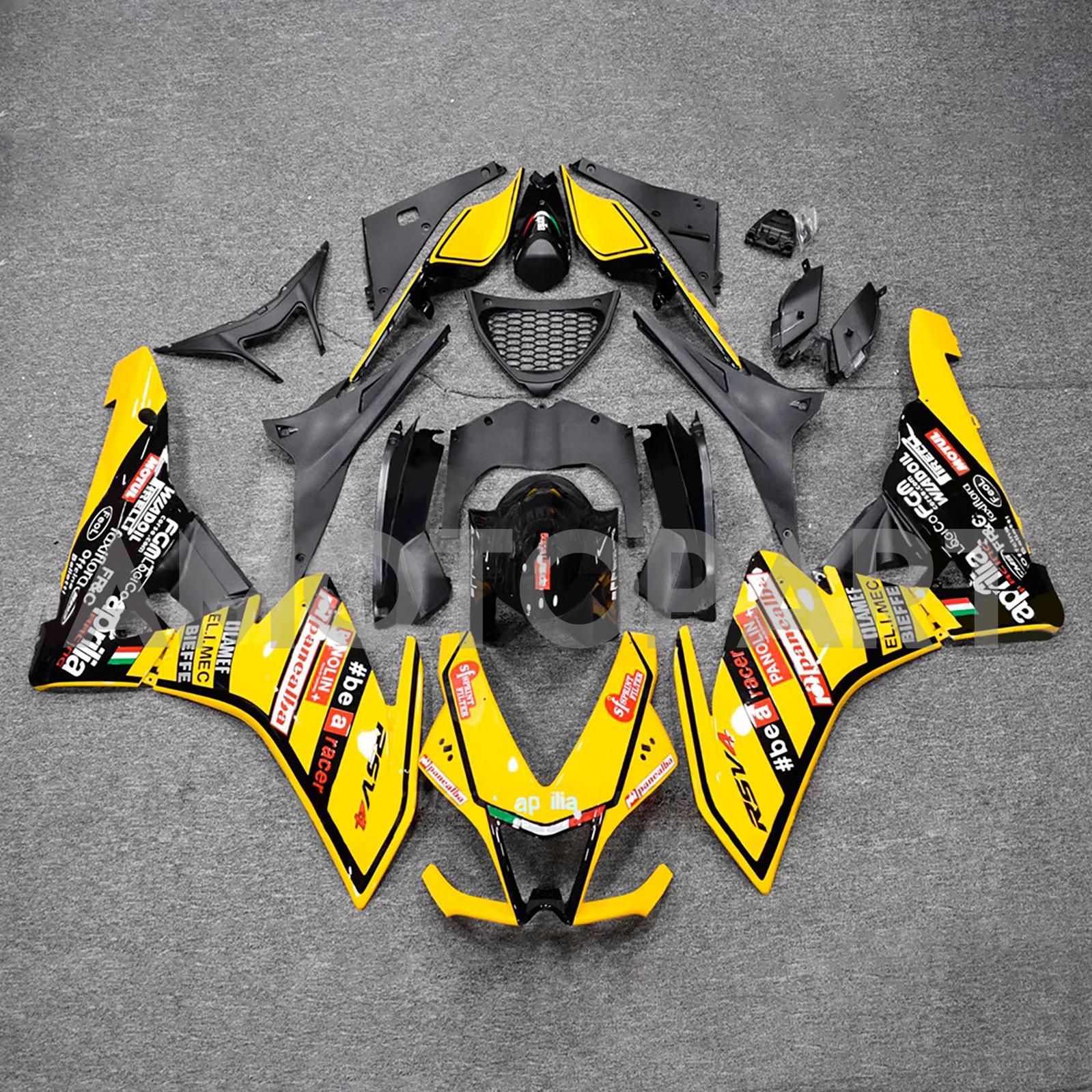 Amotopart 2009-2015 Aprilia RSV4 1000 Yellow Black Fairing Kit