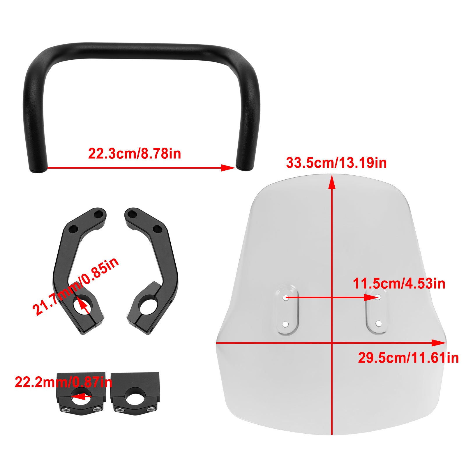 Windshield WindScreen + Bracket fit for HONDA CRF250L/S CRF250M CRF300L Monkey 125 MSX125 21-24
