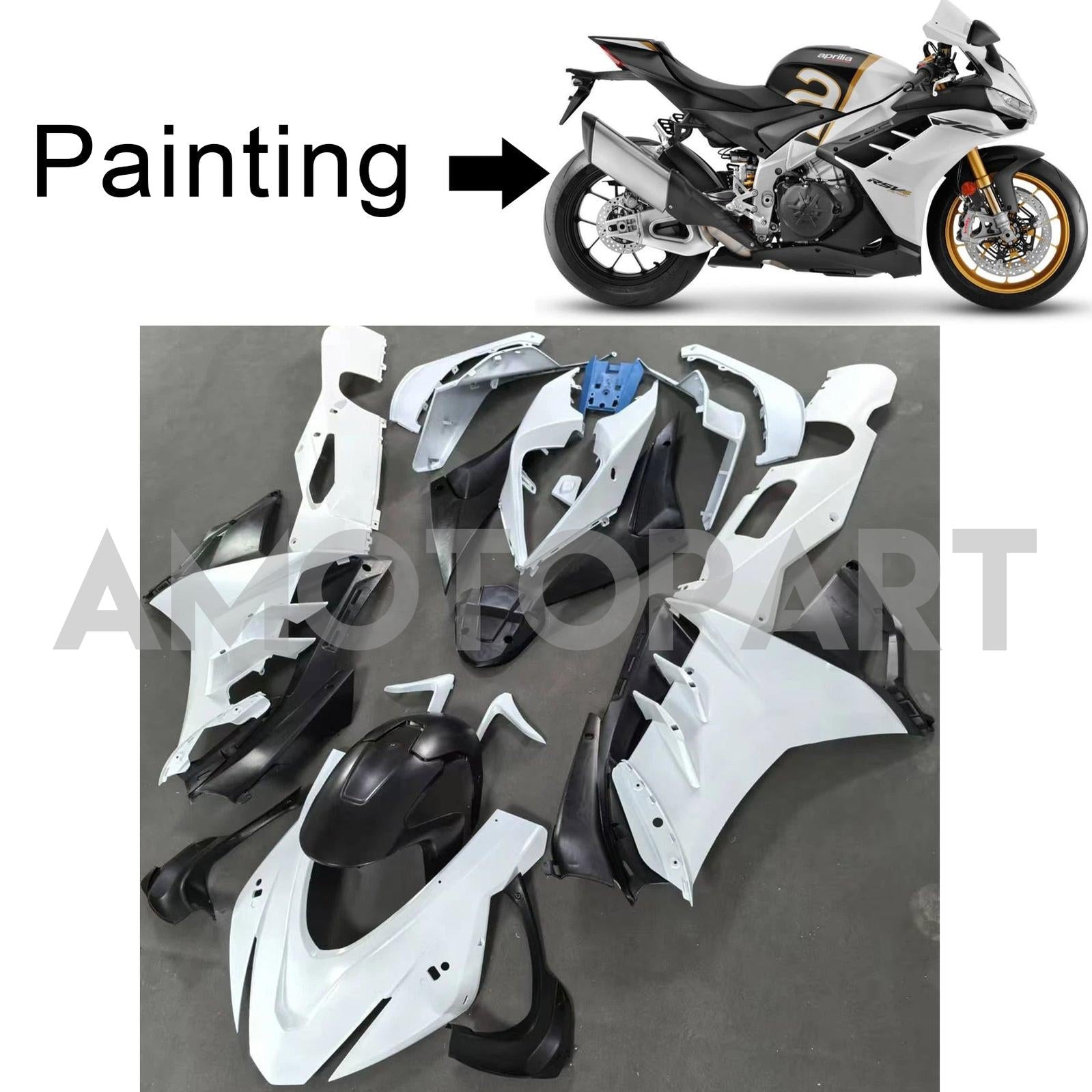 AMOTOPART 2022-2024 Aprilia RSV4 1100 Schwarzes Weißgoldverkleidungskit