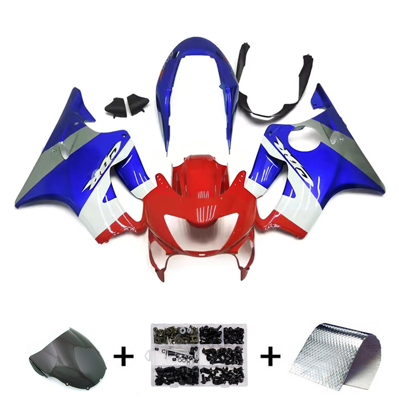 Amotopart 1999-2000 Honda CBR600 F4 White/Blue/Red Fairing Kit
