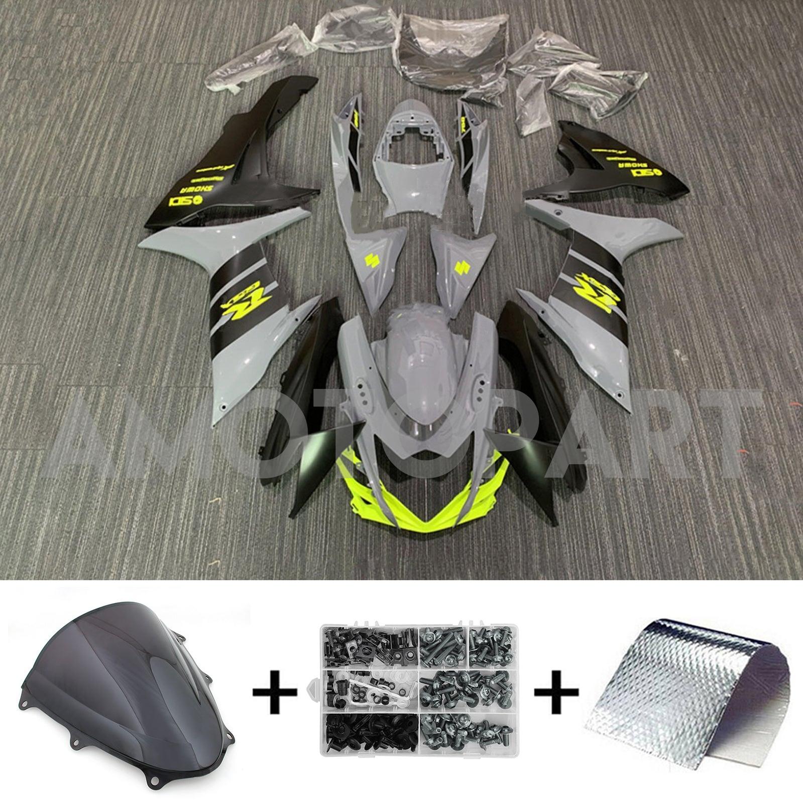 Amotopart 2011-2025 GSXR 600/750 Suzuki Grey&Black Fairing Kit