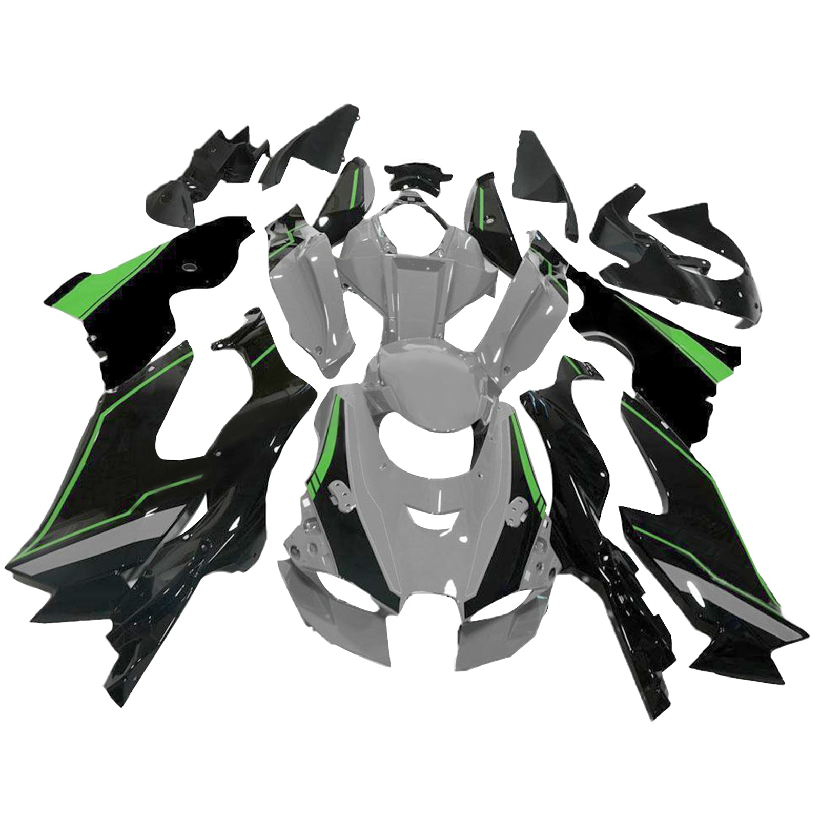 Amotopart 2021-2025 Kawasaki ZX10R ZX10RR Black White Green Fairing Kit