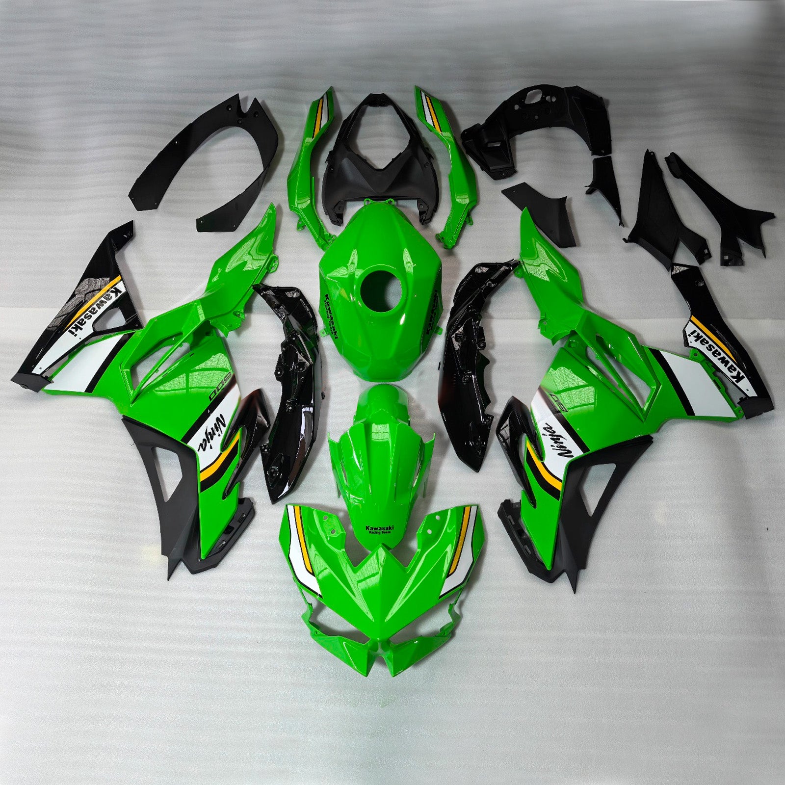 Amotopart 2024-2025 Kawasaki Ninja 500 Green Black White Fairing Kit