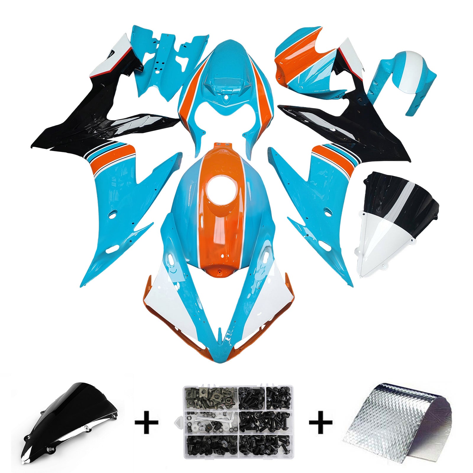 Amotopart 2004-2006 Yamaha YZF-R1 Light Blue Orange Fairing Kit