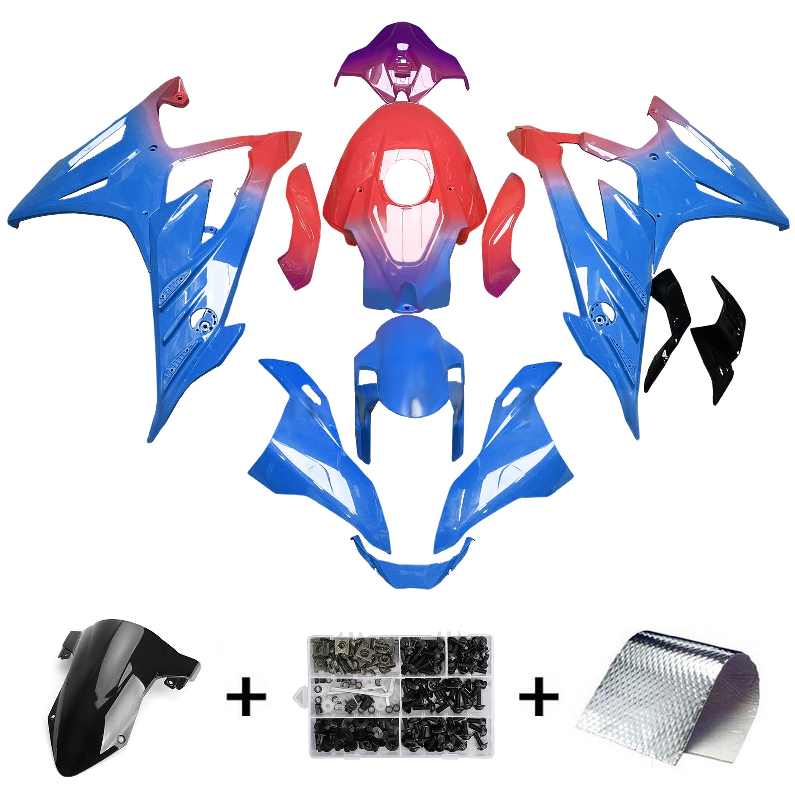 AMOTOPART 2023-2024 BMW S1000RR Kit de carénage violet rose brillant rose brillant