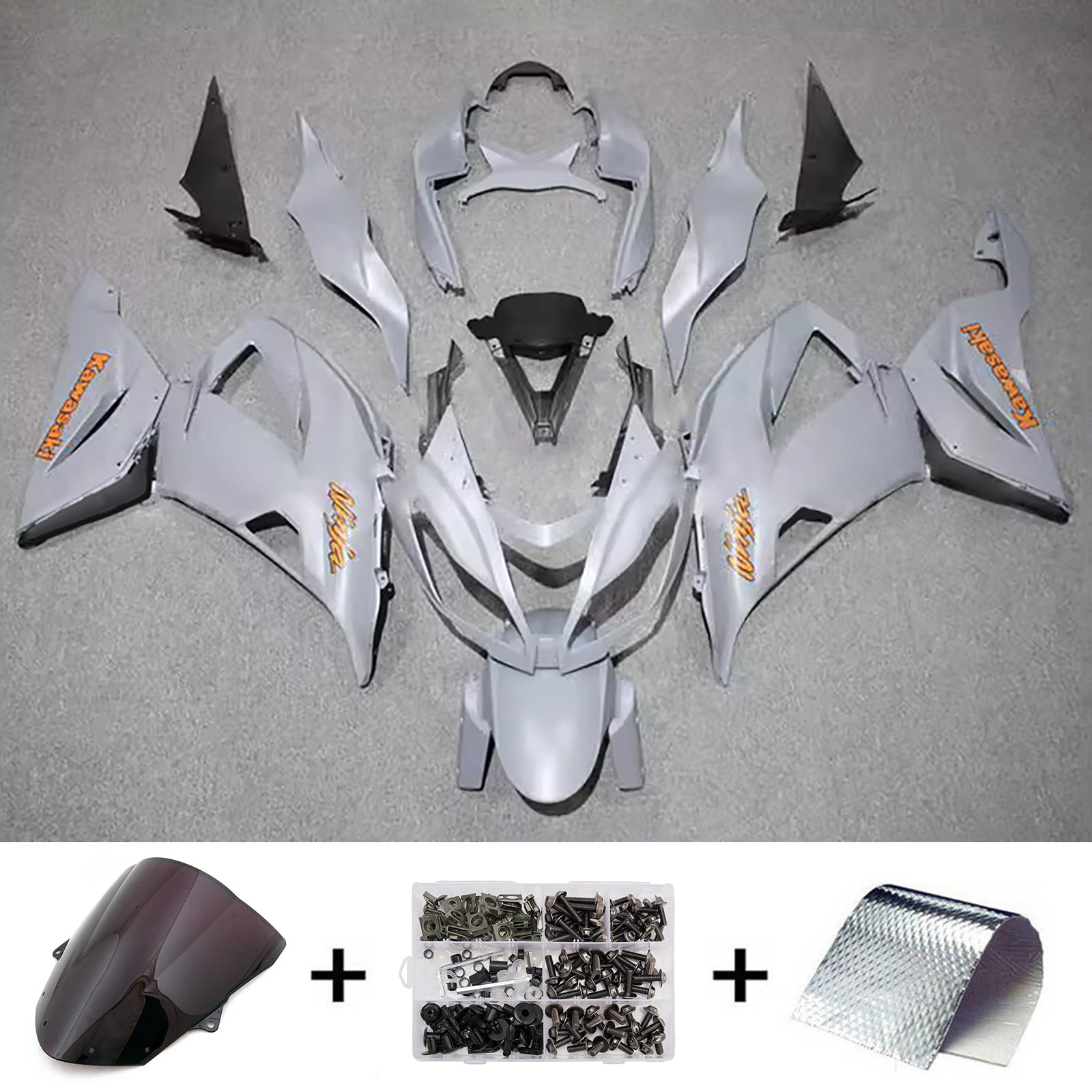 Amotopart 2013-2018 Kawasaki ZX6R 636 Grey GLod Fairing Kit