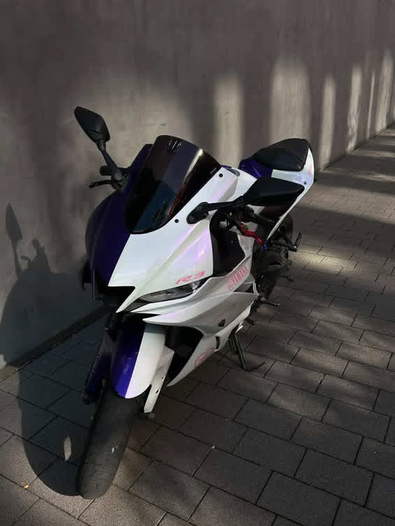 Amotopart 2019-2021 Yamaha YZF-R3 R25 Purple Gradient White Fairing Kit