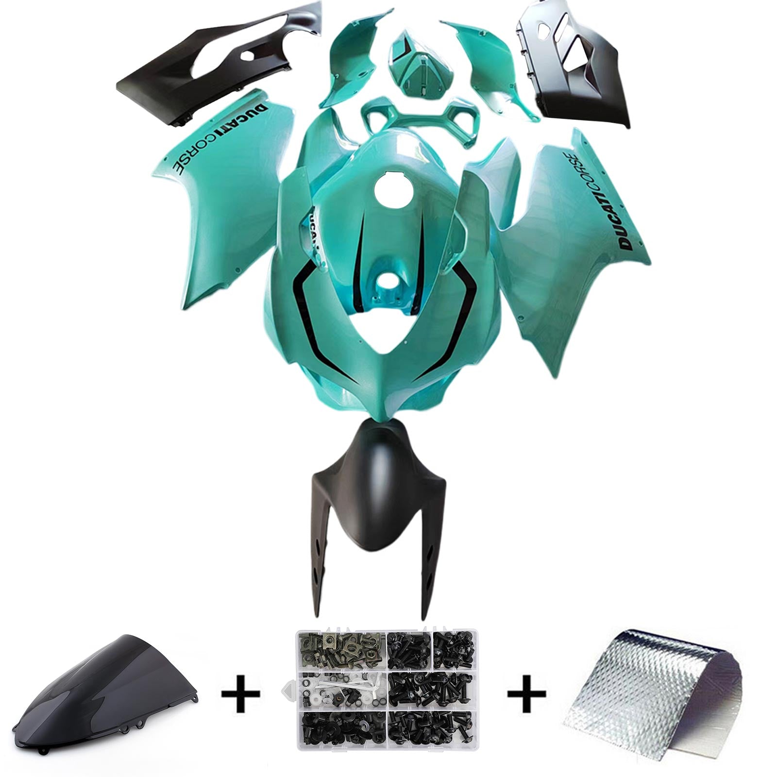 Amotopart 2012-2015 Ducati 899 Kit de carenagem azul-verde