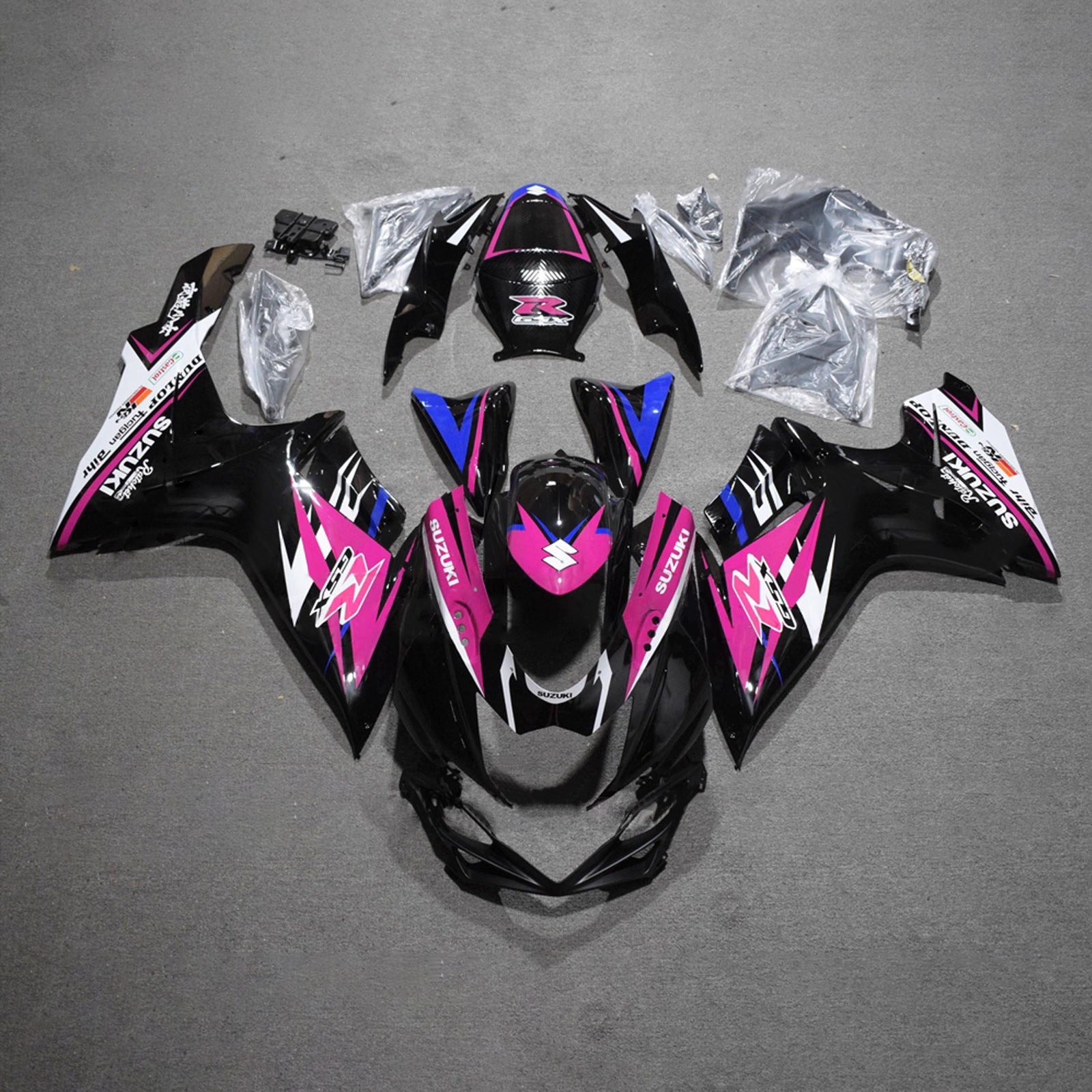 Amotopart 2011–2026 Suzuki GSXR 600/750 Schwarz Rosa Blau Weiß Verkleidungsset