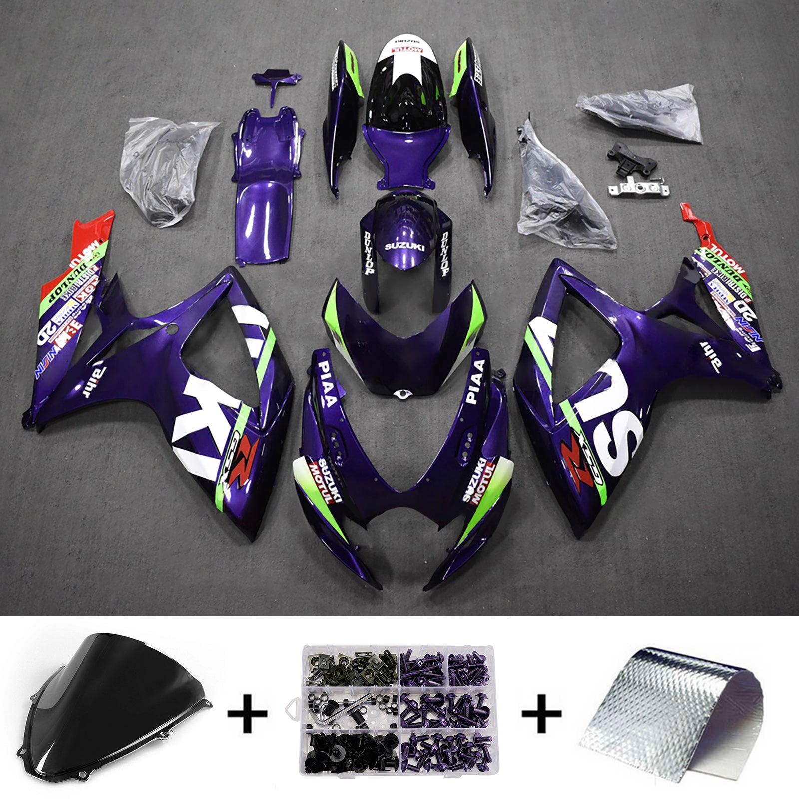 Amotopart 2006-2007 Suzuki GSXR 600/750 Purple Black White Green Fairing Kit
