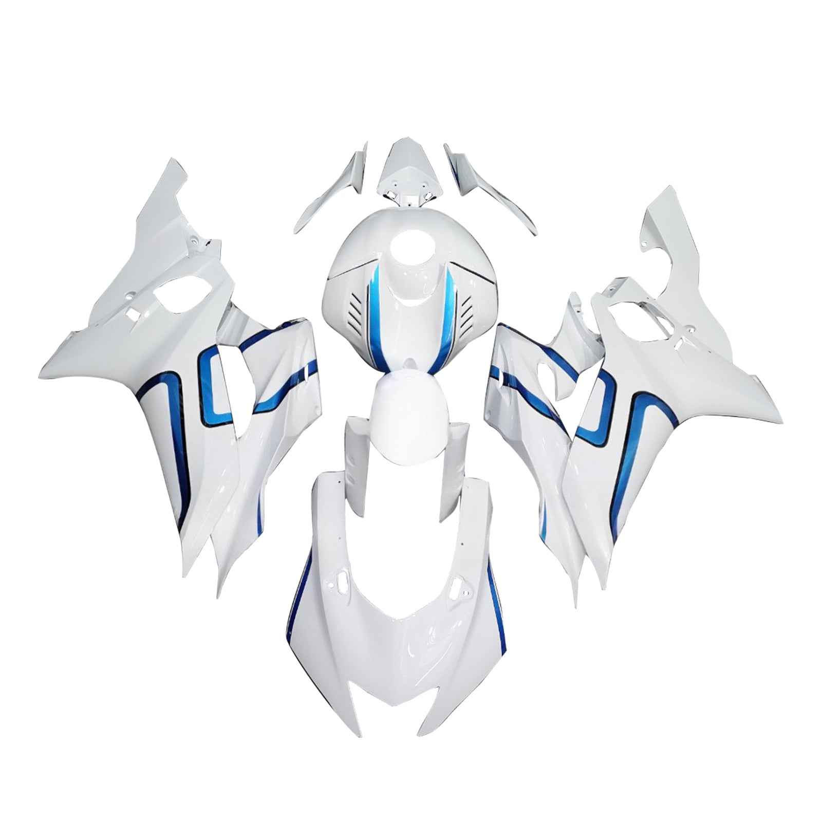 Amotopart 2017-2023 Yamaha YZF-R6 White Blue Line Fairing Kit