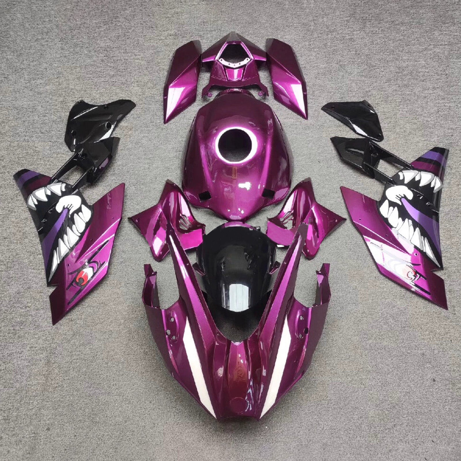 Amotopart 2015-2022 Kawasaki Ninja H2 Purple White Fairing Kit