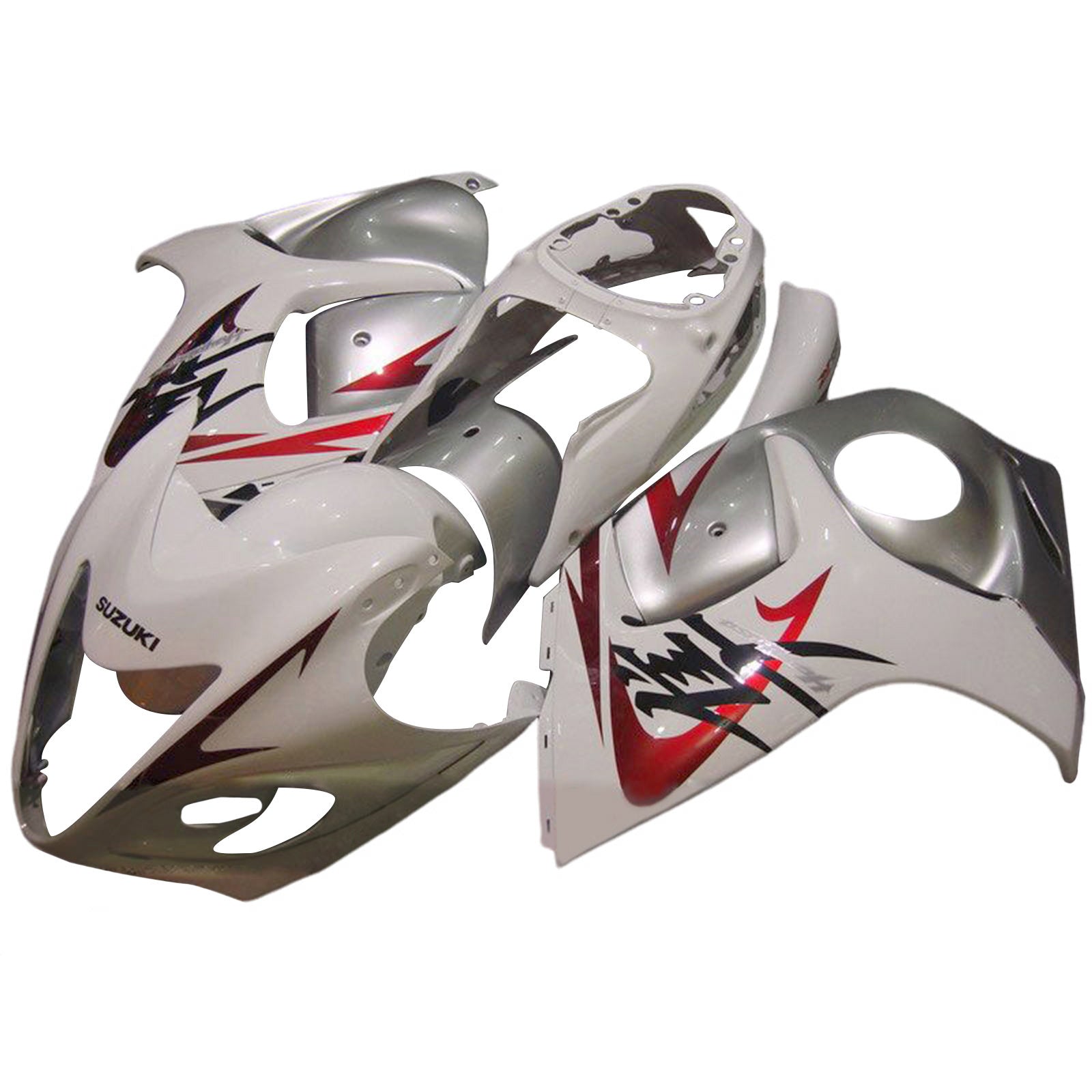Amotopart 2008-2020 GSX1300R Hayabusa Suzuki Silver & White Fairing Kit