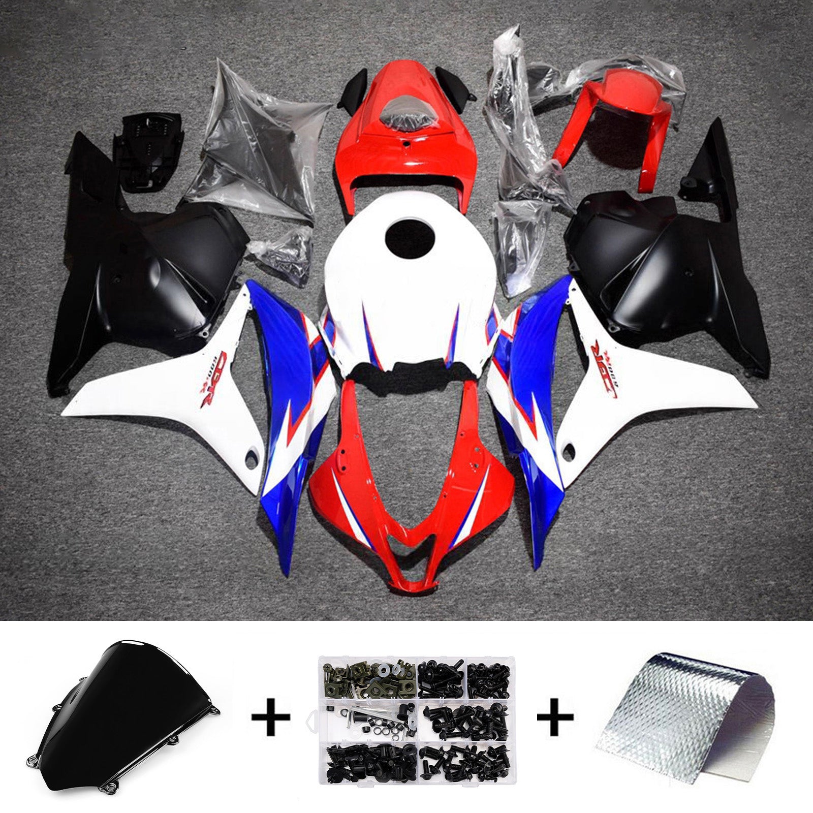 Amotopart 2009-2012 Honda CBR600RR White/Red Fairing Kit