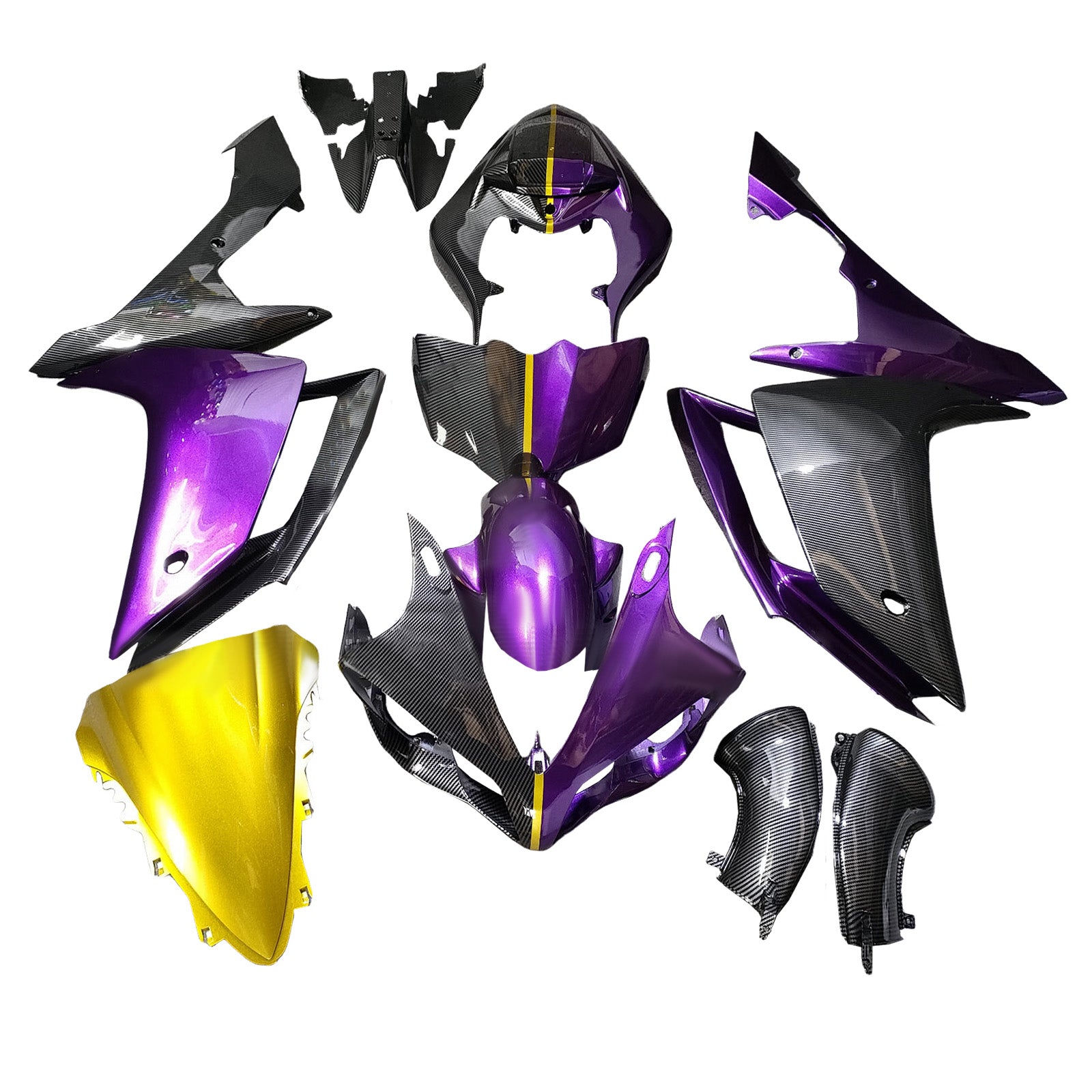 Amotopart 2007-2008 Yamaha YZF-R1 Carbon Fiber Purple Fairing Kit