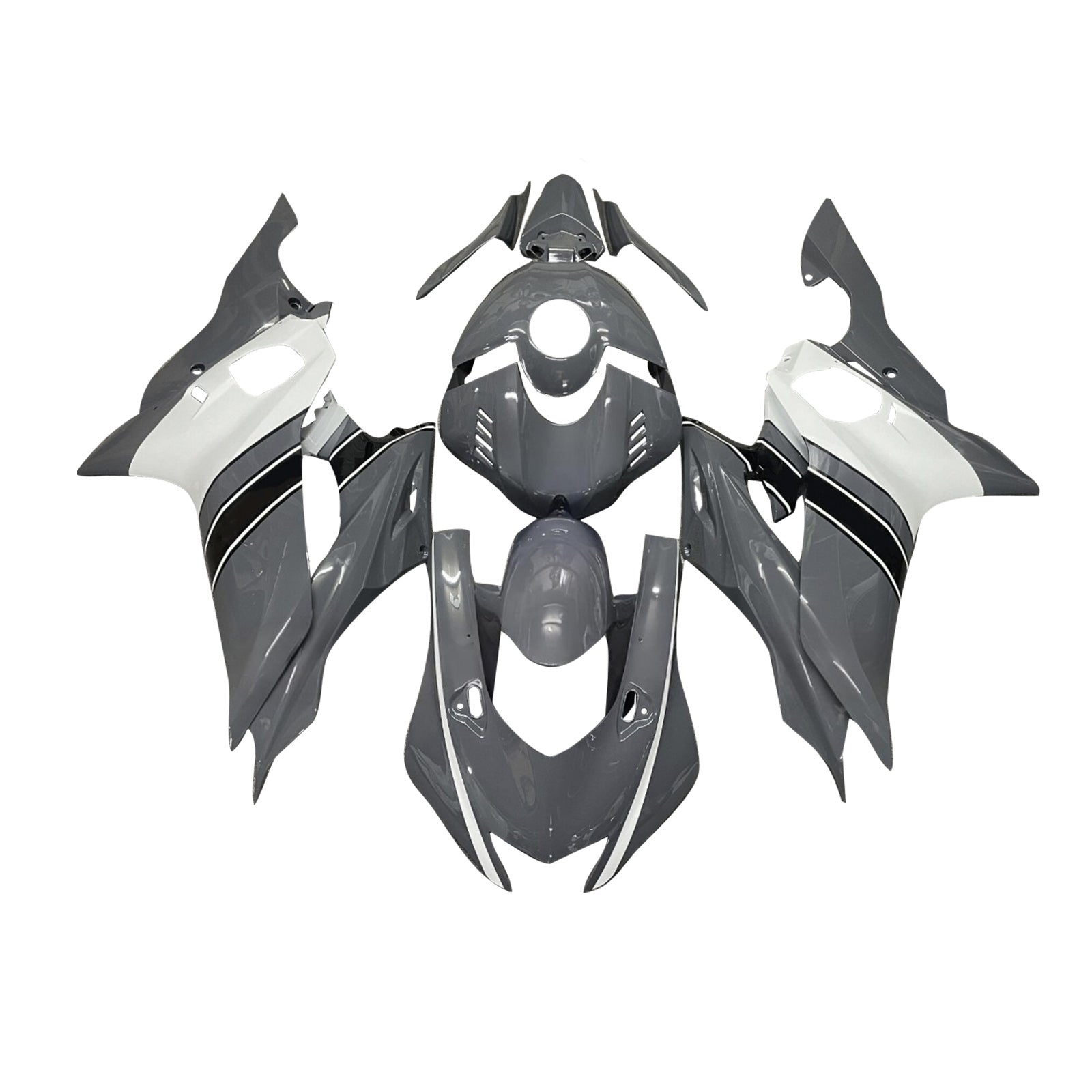Amotopart 2017-2023 Yamaha YZF-R6 Grey White Fairing Kit