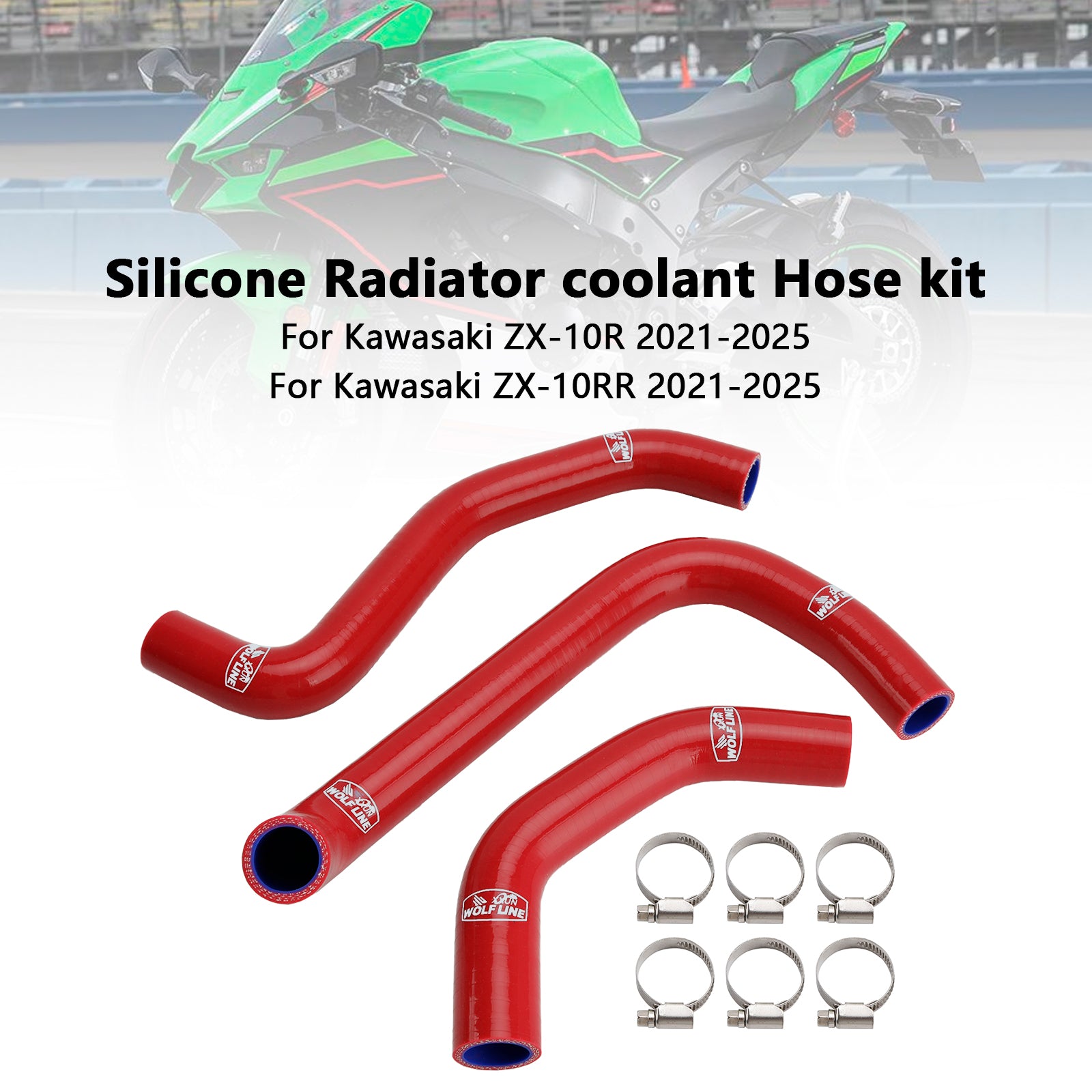 2021-2025 Kawasaki ZX10R ZX-10RR Silicone Radiator coolant Hose