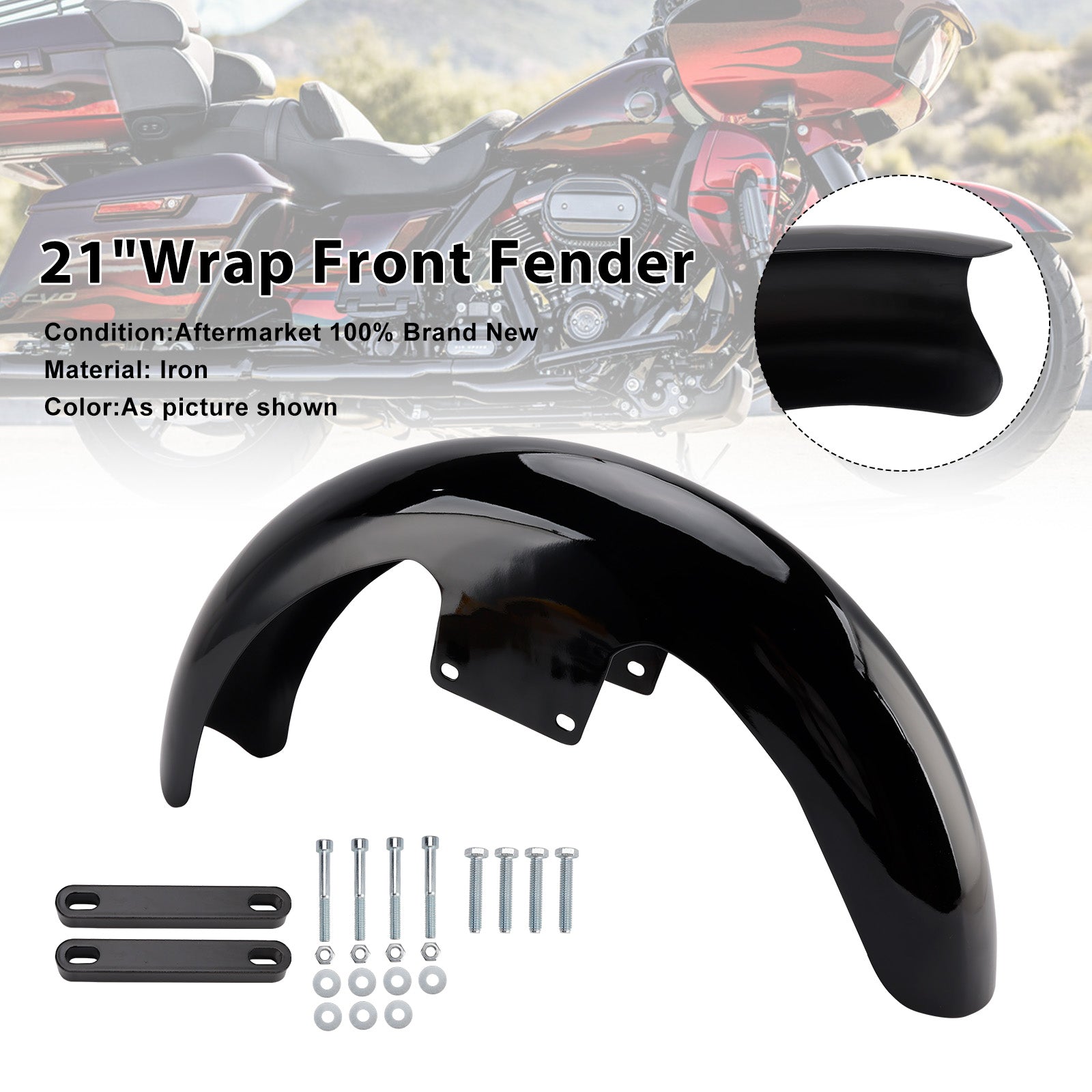 2023-2025 CVO Street Road Glide 21" Wrap Front Fender Iron