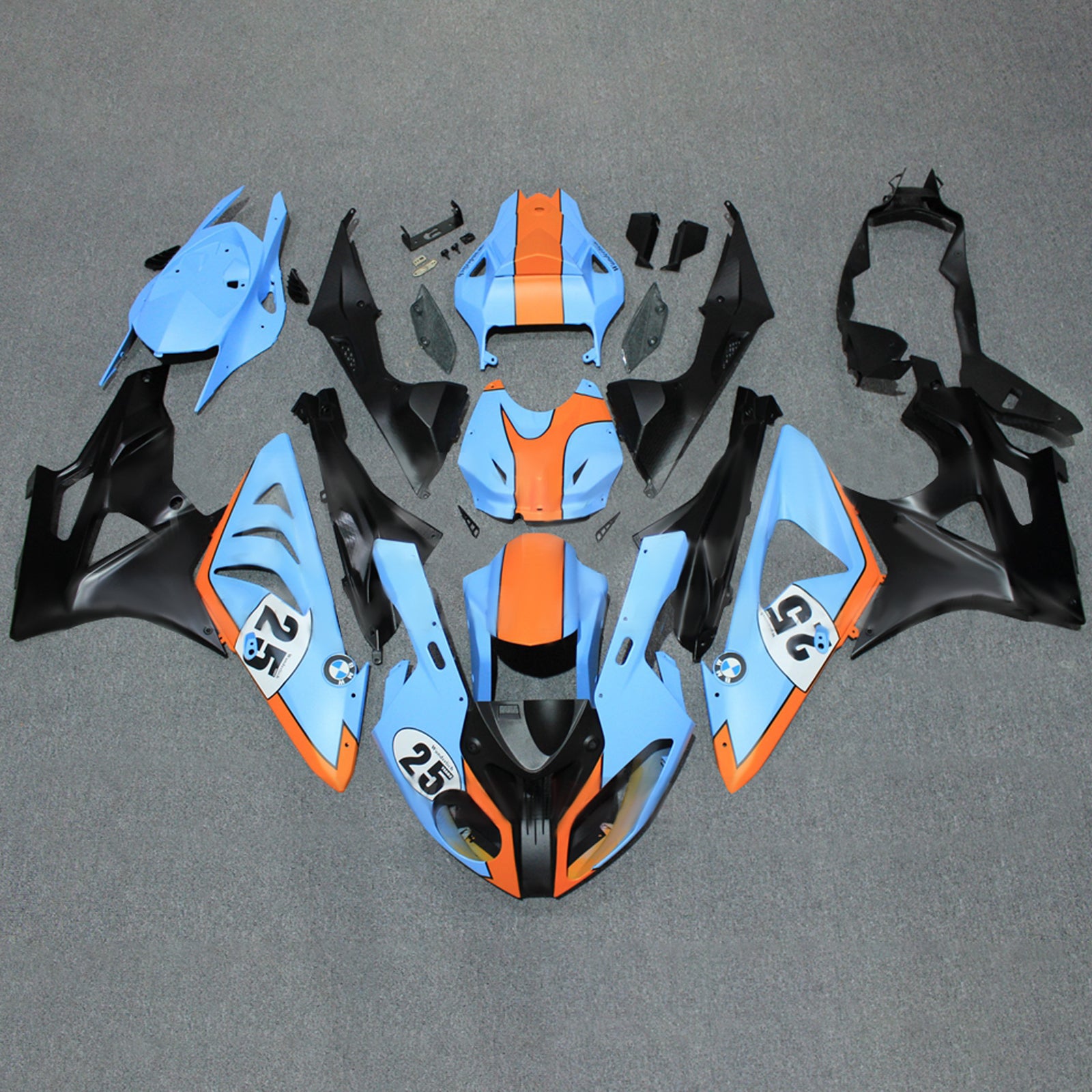 Amotopart 2009-2014 BMW S1000RR Matte Black Blue Orange Fairing Kit