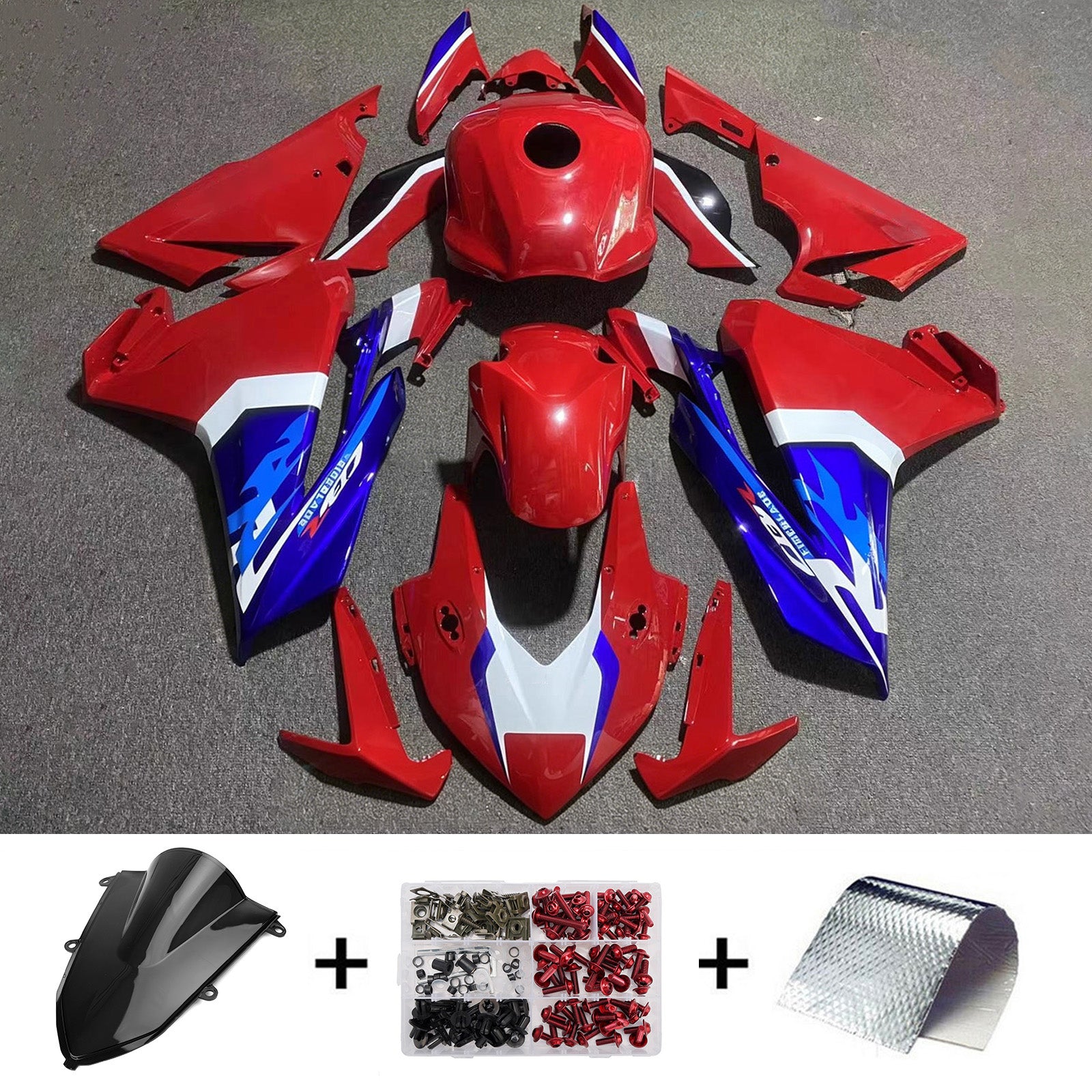 Amotopart 2019-2021 Honda CBR500R Red/Blue Fairing Kit