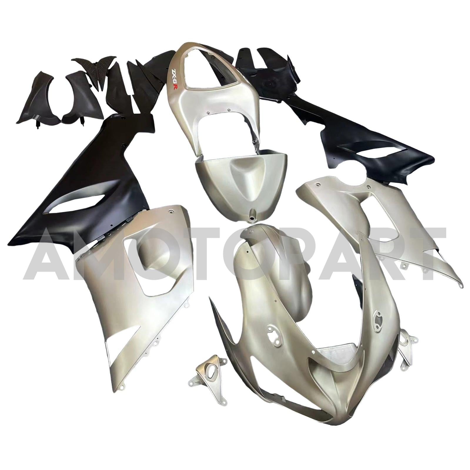 Amotopart 2005-2006 Kawasaki ZX6R 636 Sliver Fairing Kit