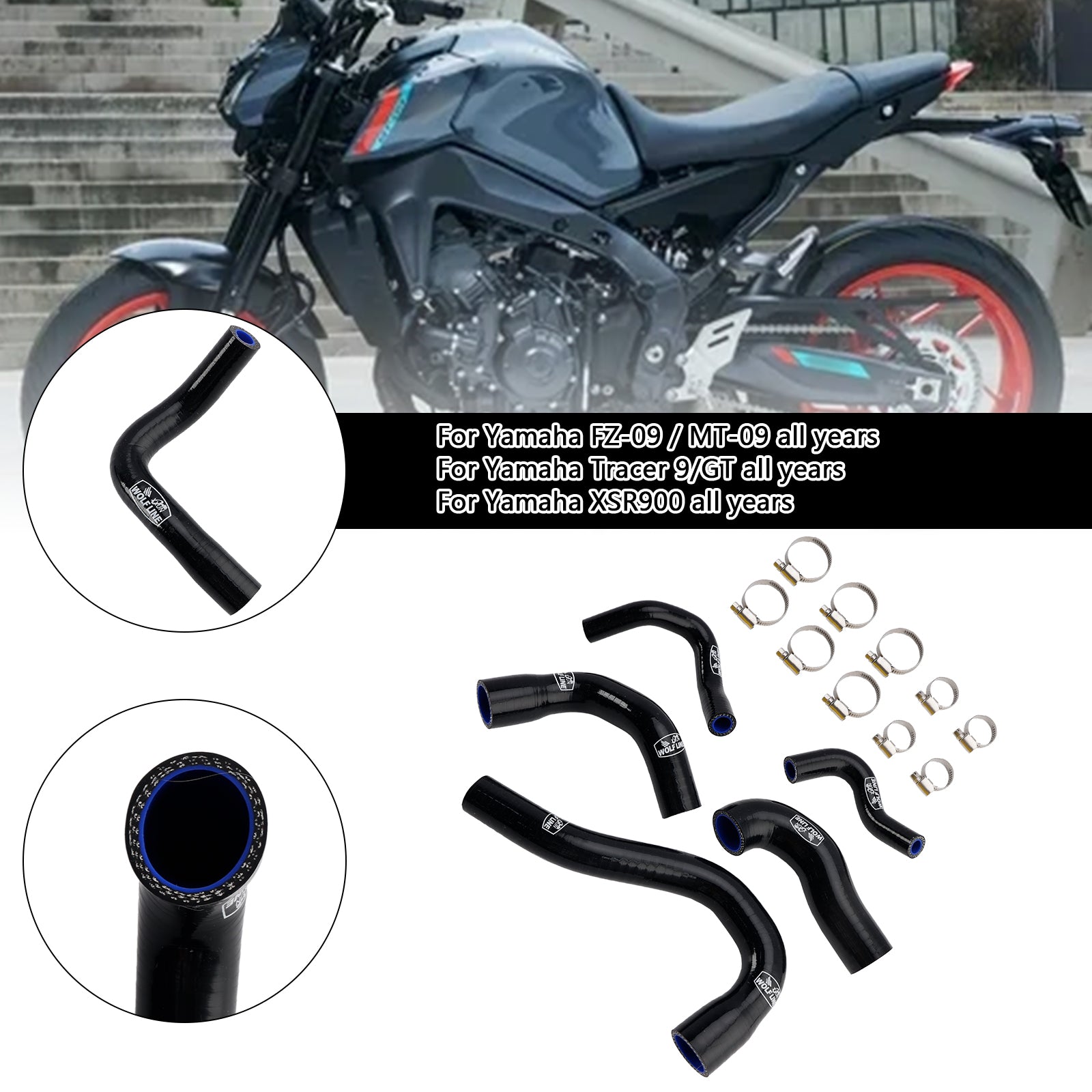 Alle jaren YAMAHA MT-09 XSR900 TRACER 9/GT SILICONEN RADIATOR KOELLANG SLAS