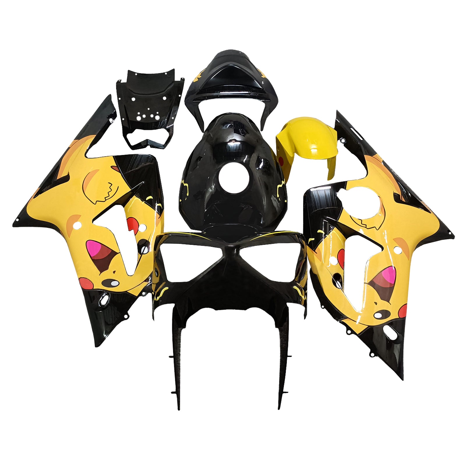 Amotopart 2003-2004 Kawasaki ZX6R 636 Black Yellow Fairing Kit