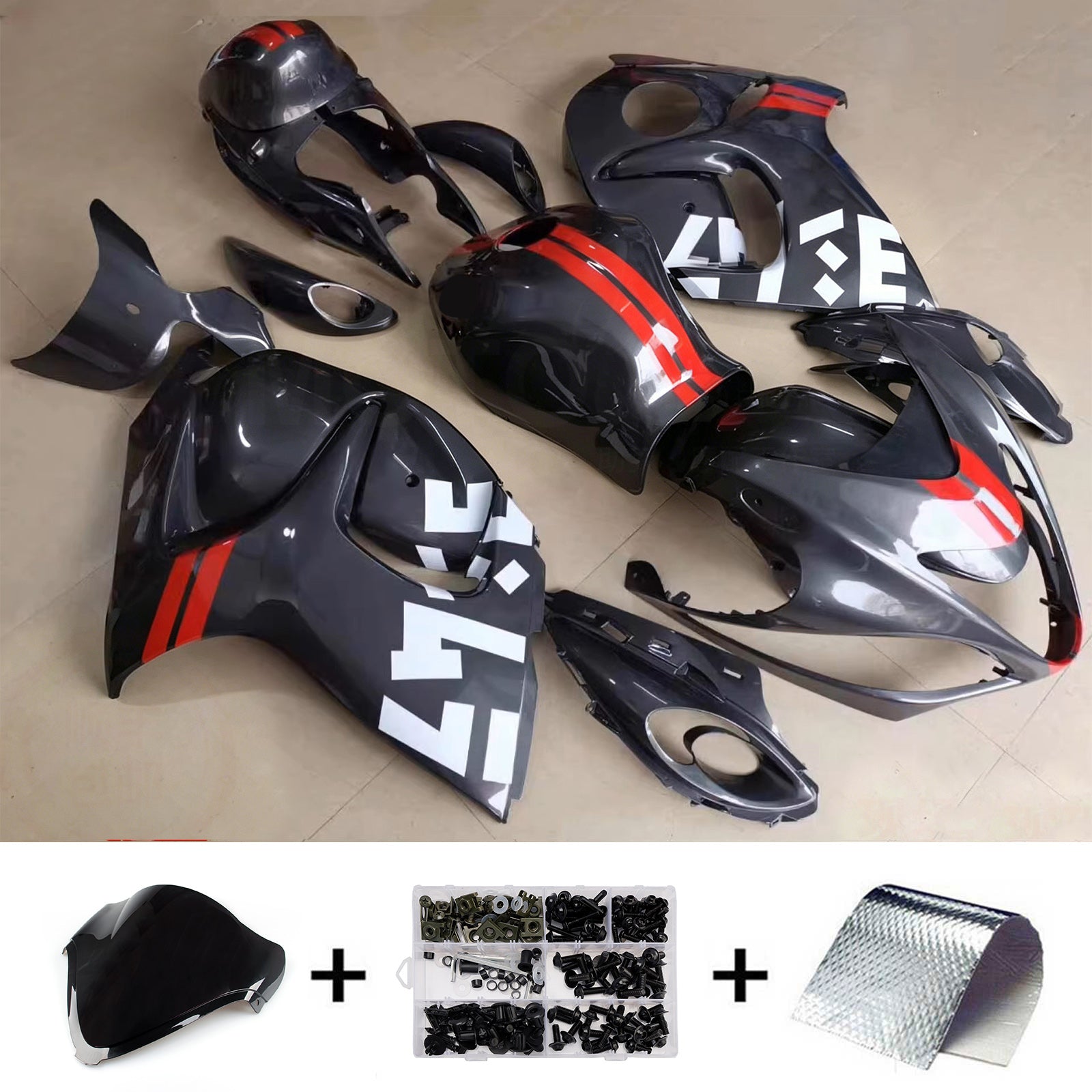 Amotopart 2008-2020 Suzuki Hayabusa GSX1300R Black Fairing Kit