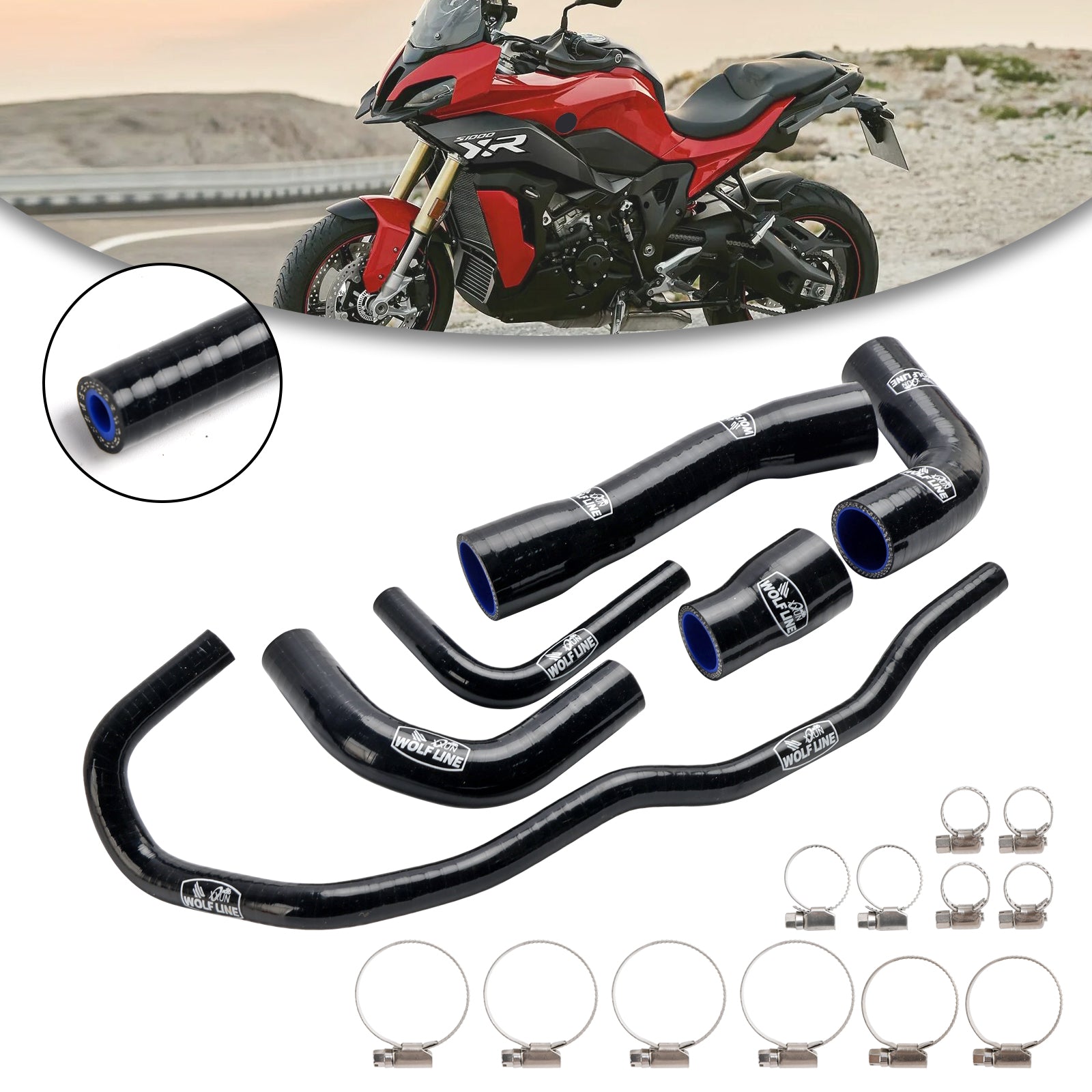 2021-2024 BMW S1000XR Silikone Radiator Kølevæskeslange Kit
