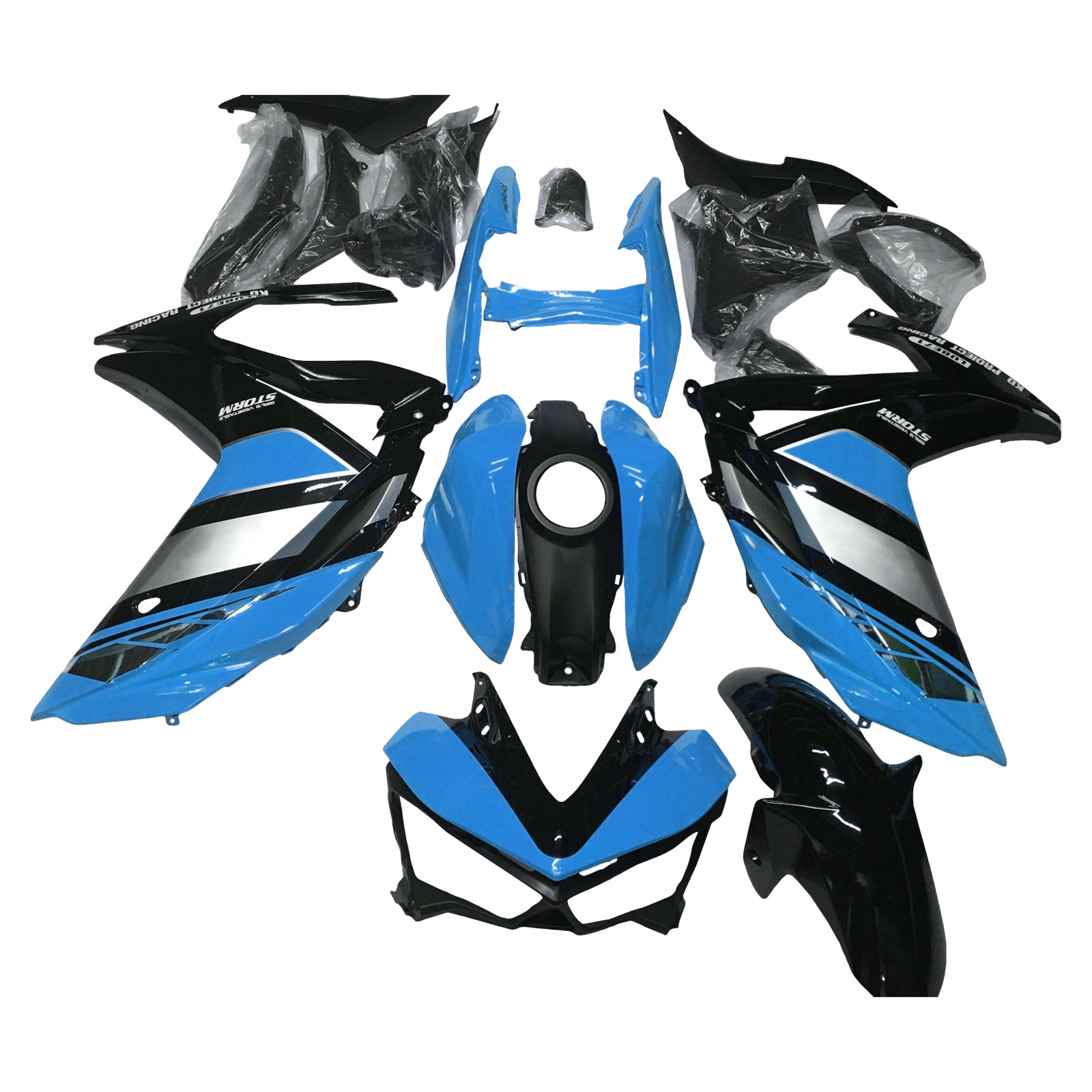 Amotopart Yamaha 2014-2018 YZF R3 2015-2017 YZF R25 Blue & Black Fairing Kit