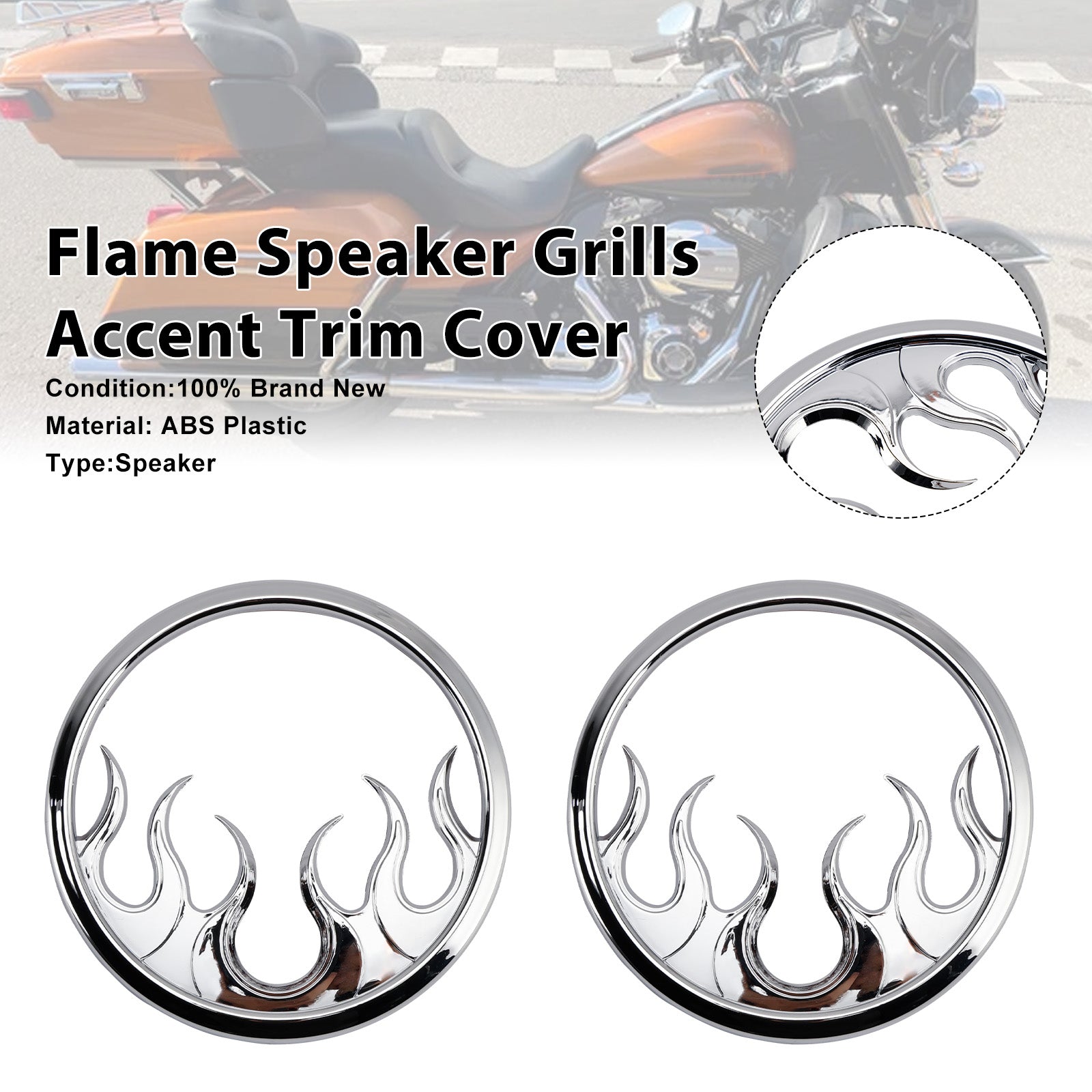 Touring Electra Glide Ultra Classic Flame Speaker Grills Accent Trim Cover