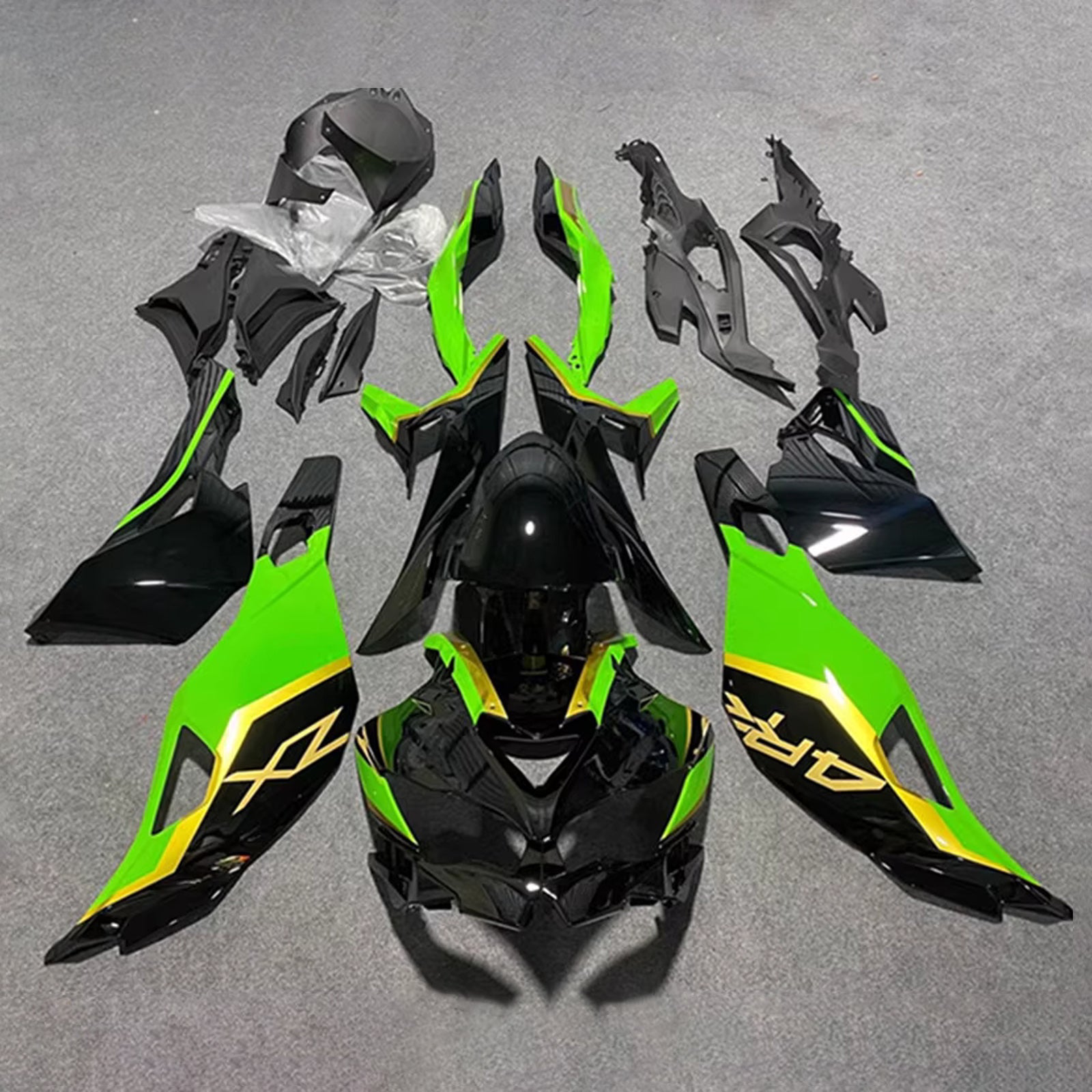 Amotopart 2019-2022 Kawasaki Ninja ZX-25R 2023-2025 Kawasaki Ninja ZX-4R/ZX-4RR Black Green Fairing Kit