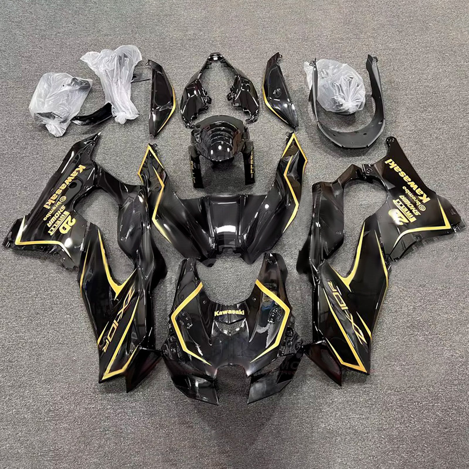 Amotopart 2021-2025 Kawasaki ZX-10R/ZX-10RR Black Yellow Fairing Kit