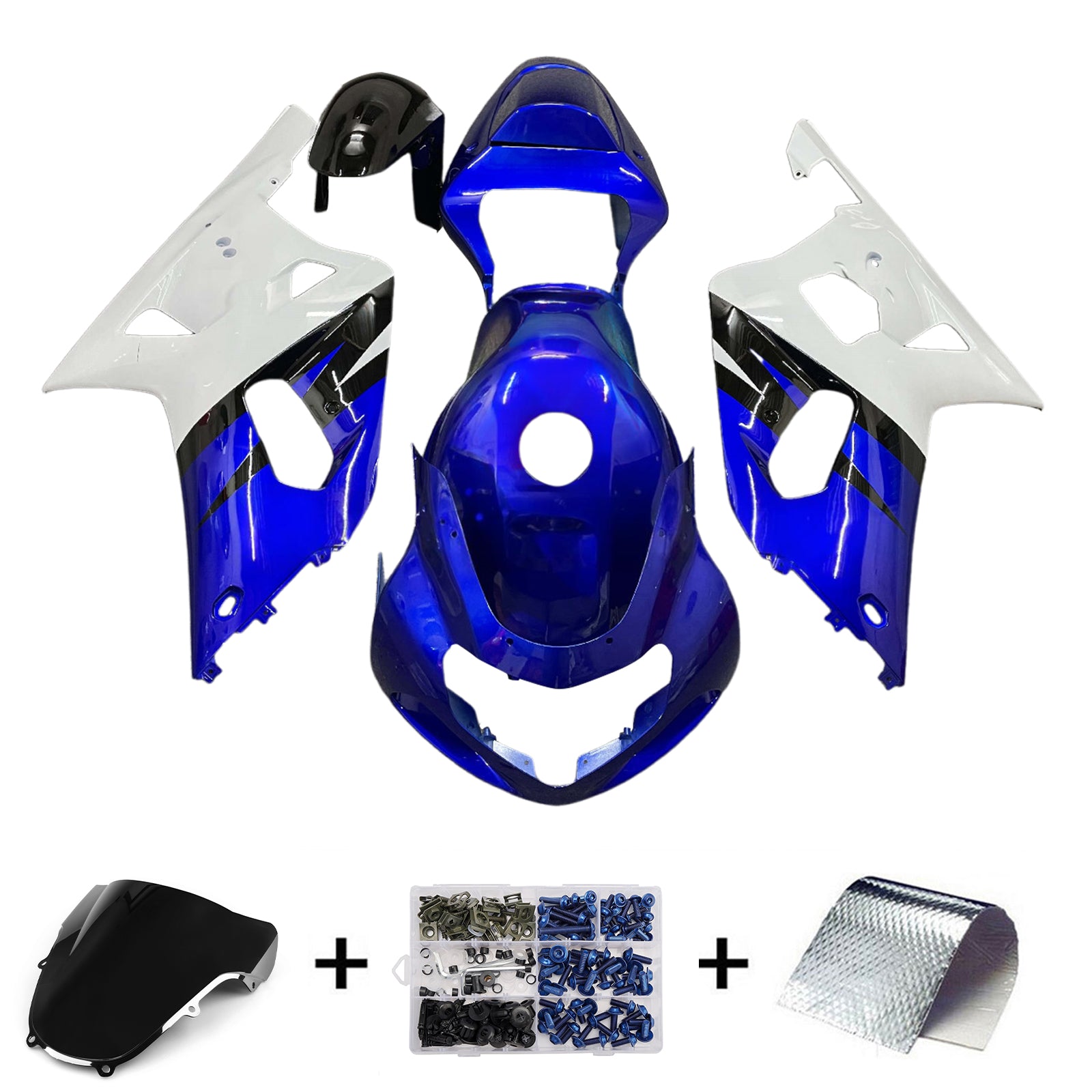 Amotopart 2001-2003 Suzuki GSXR 600 2000-2003 Suzuki GSXR 750 Blue White Fairing Kit