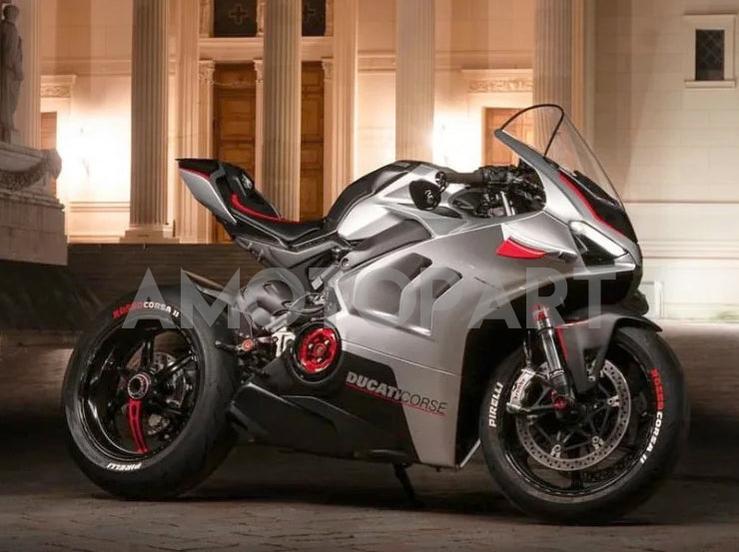 Amotopart Ducati 20-21 Panigale V4 V4S Kit di carenatura bianca d'argento