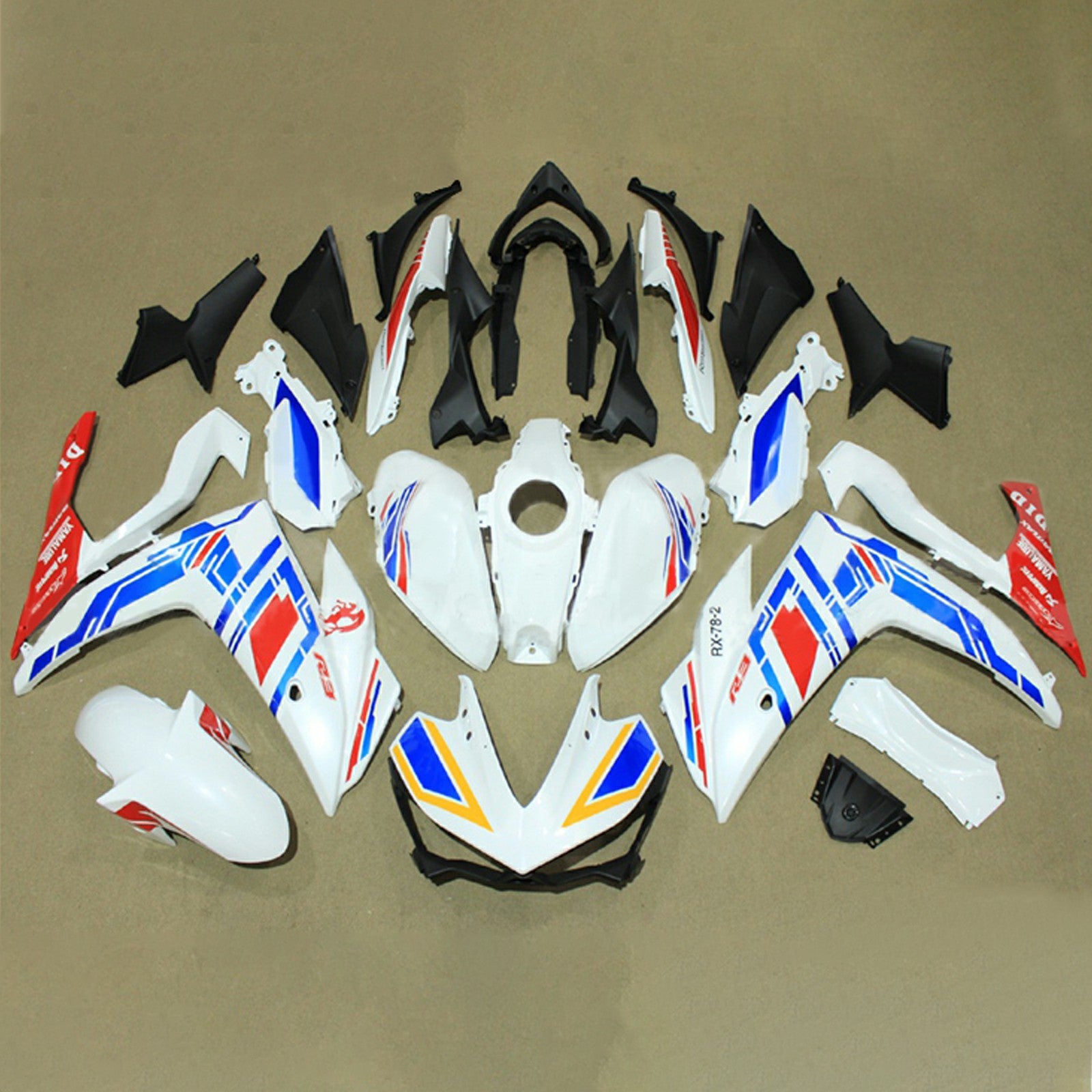 Amotopart YZF-R3 2014-2018 R25 2015-2017 Yamaha White & Blue Fairing Kit