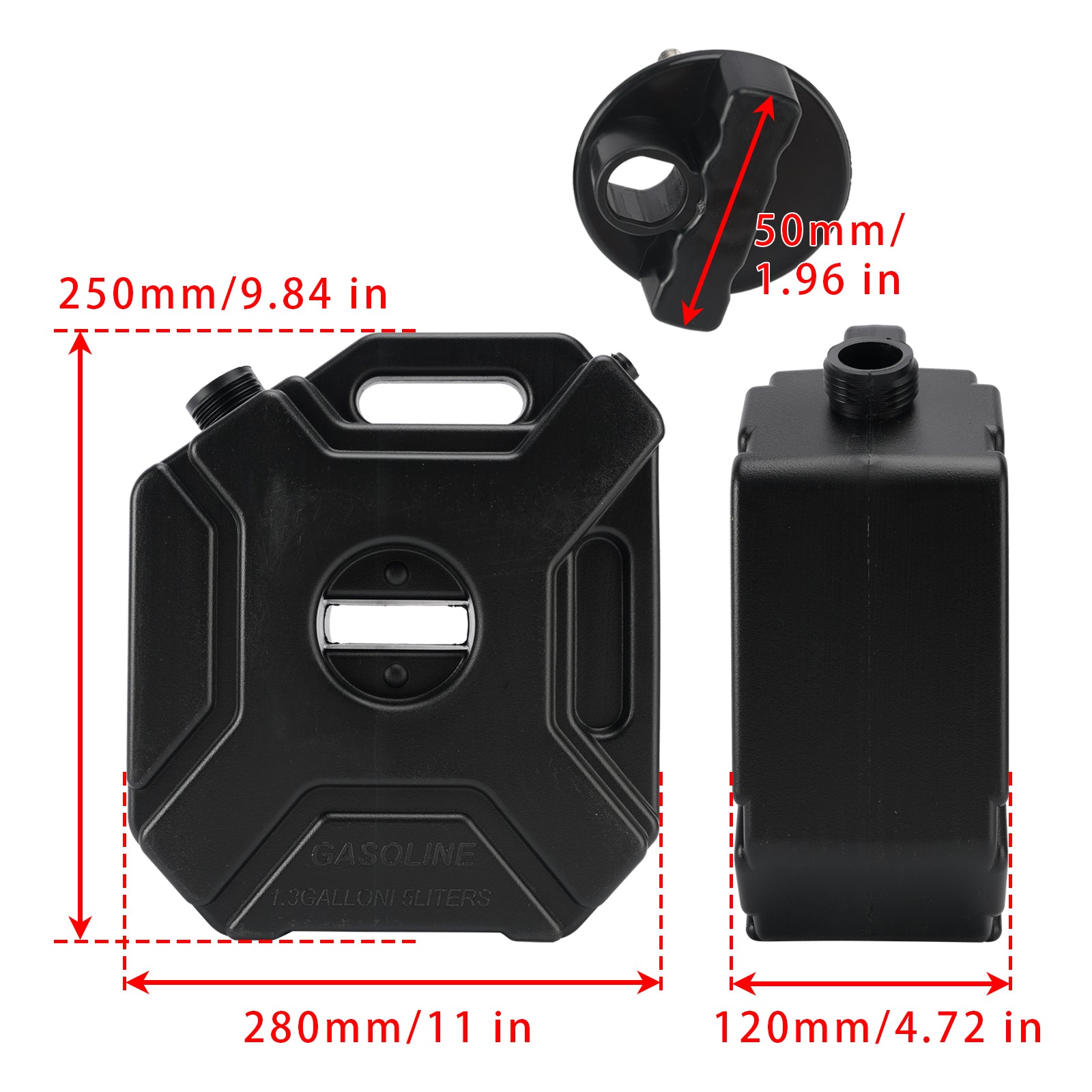 Touring Adventure 5L oliegasbeholder Antistatisk Jerry Can Brændstoftank Sort