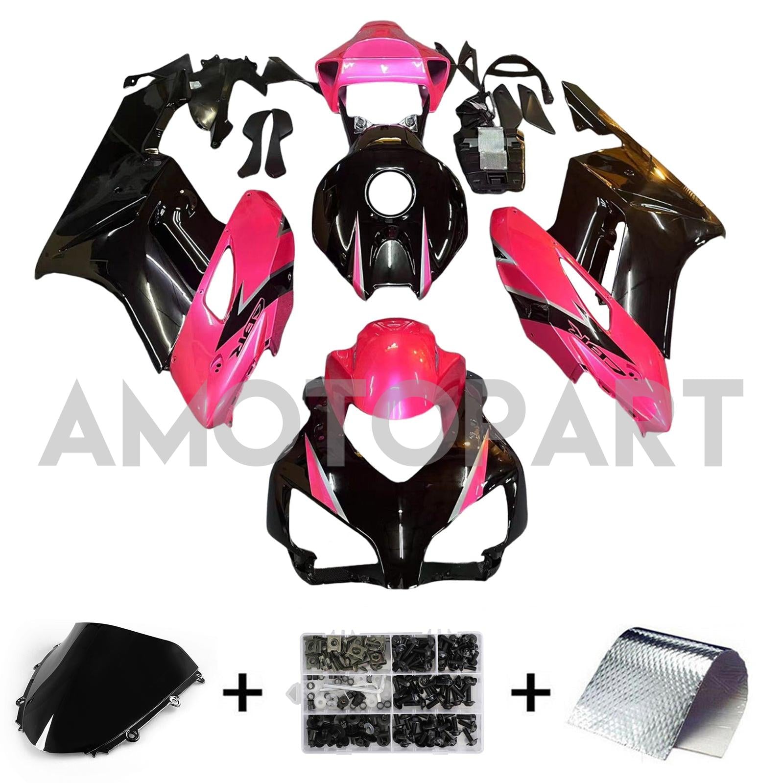 Amotopart 2004-2005 Honda CBR1000RR Kit de carenado negro rosa