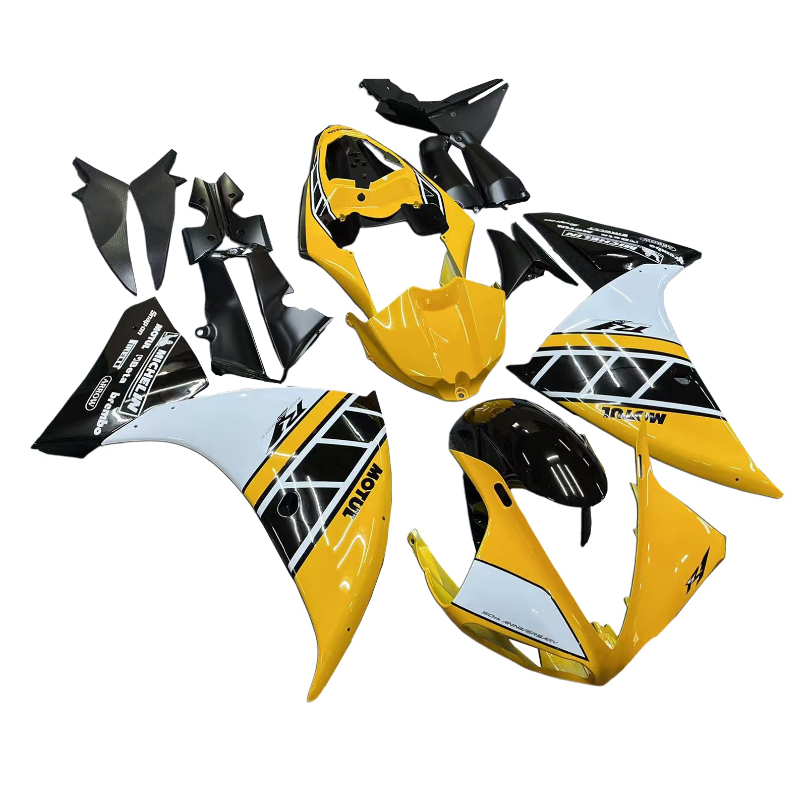Amotopart 2009-2011 Yamaha YZF 1000 R1 Yellow Black White Fairing Kit