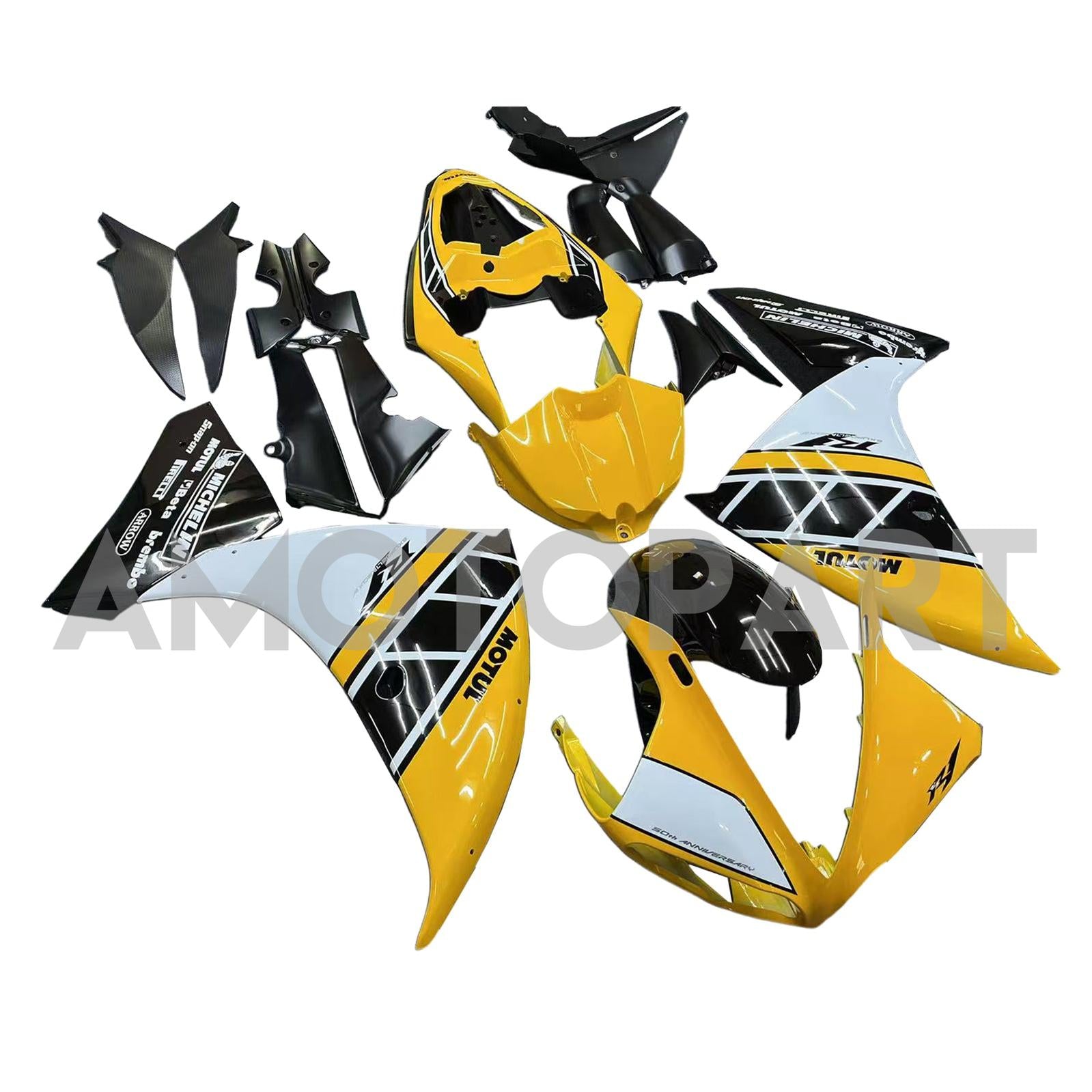 Amotopart 2009-2011 Yamaha YZF 1000 R1 Yellow Black White Fairing Kit