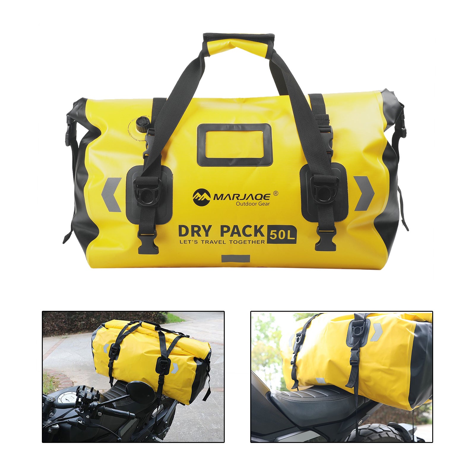 Motorbike Tail Bag Side Saddlebag Tail Bag Luggage Pouch Storage 50L Yellow