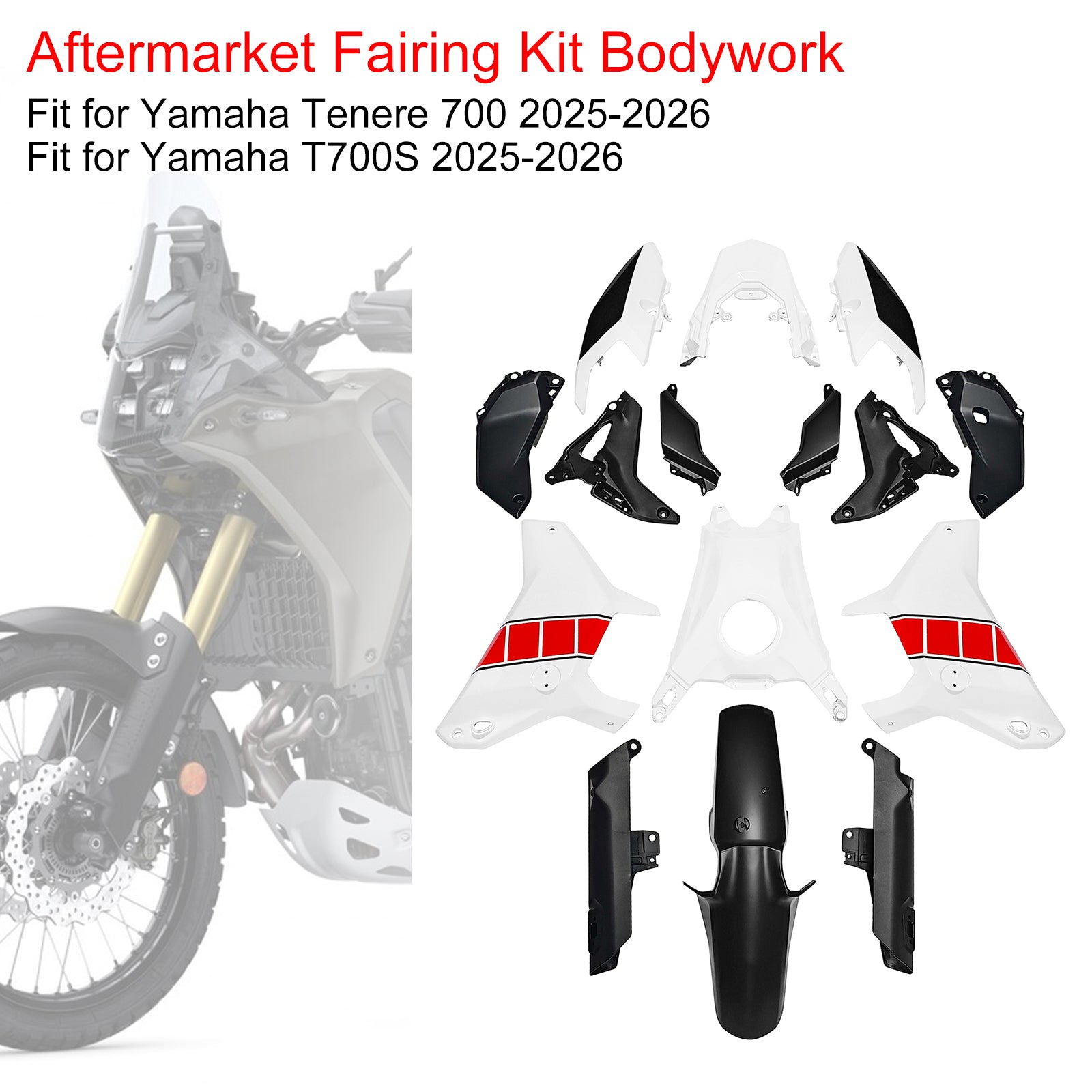 Amotopart 2025-2026 Yamaha Tenere 700 T700S Fairing Kit Collection