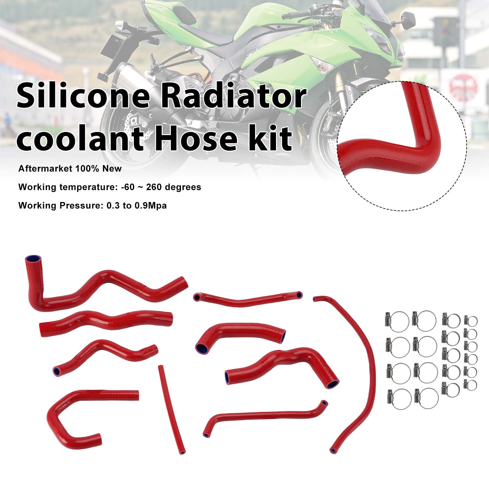 09-26 Kit de mangueira de refrigeração do radiador de silicone Kawasaki Ninja 636 ZX-6R