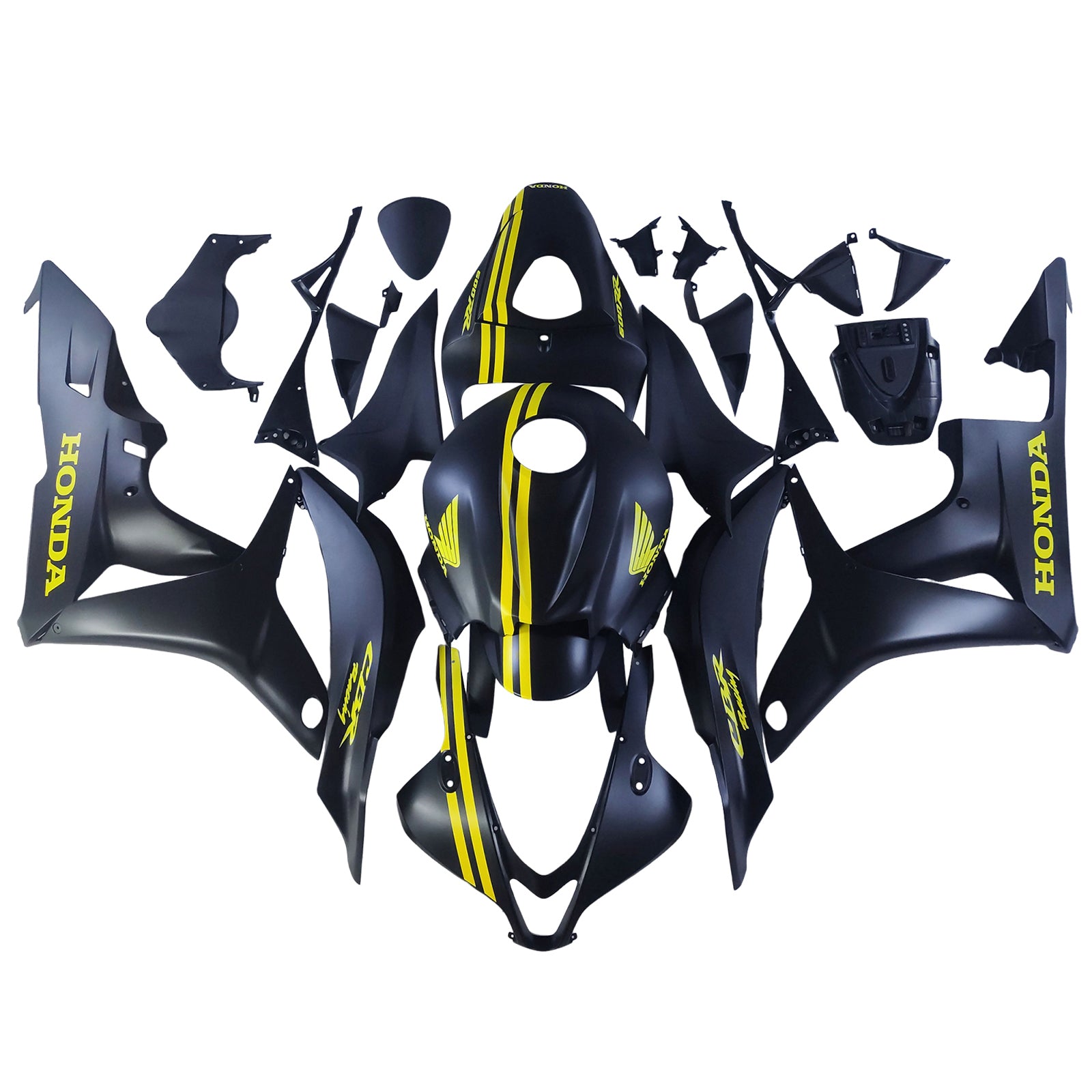 Amotopart 2007-2008 Honda CBR600RR Black Yellow Fairing Kit