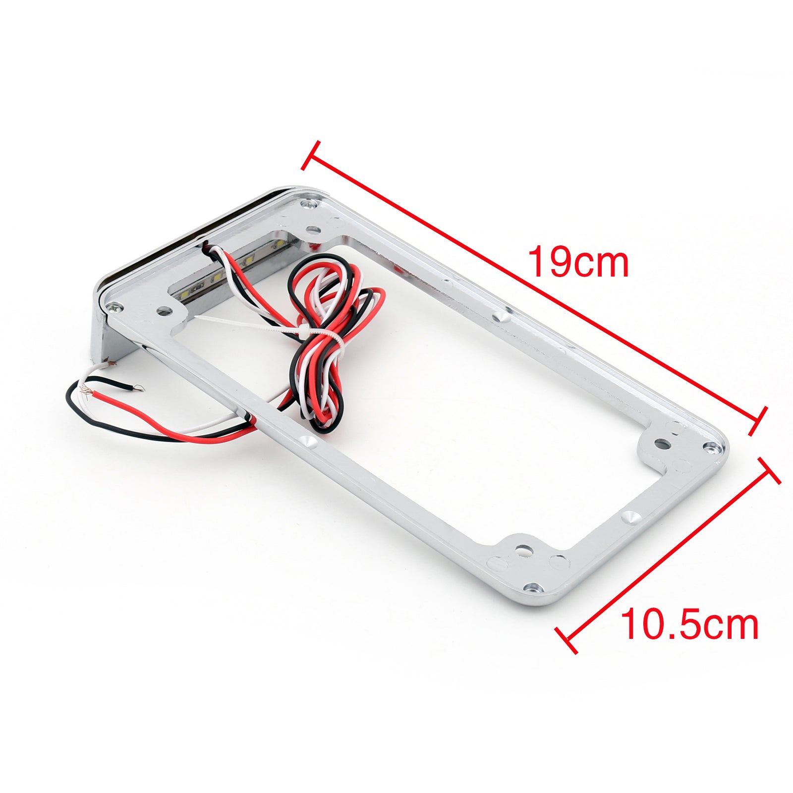 Universele motorfiets 3" LED kentekenplaat frame met LED achterlicht remlicht chroom