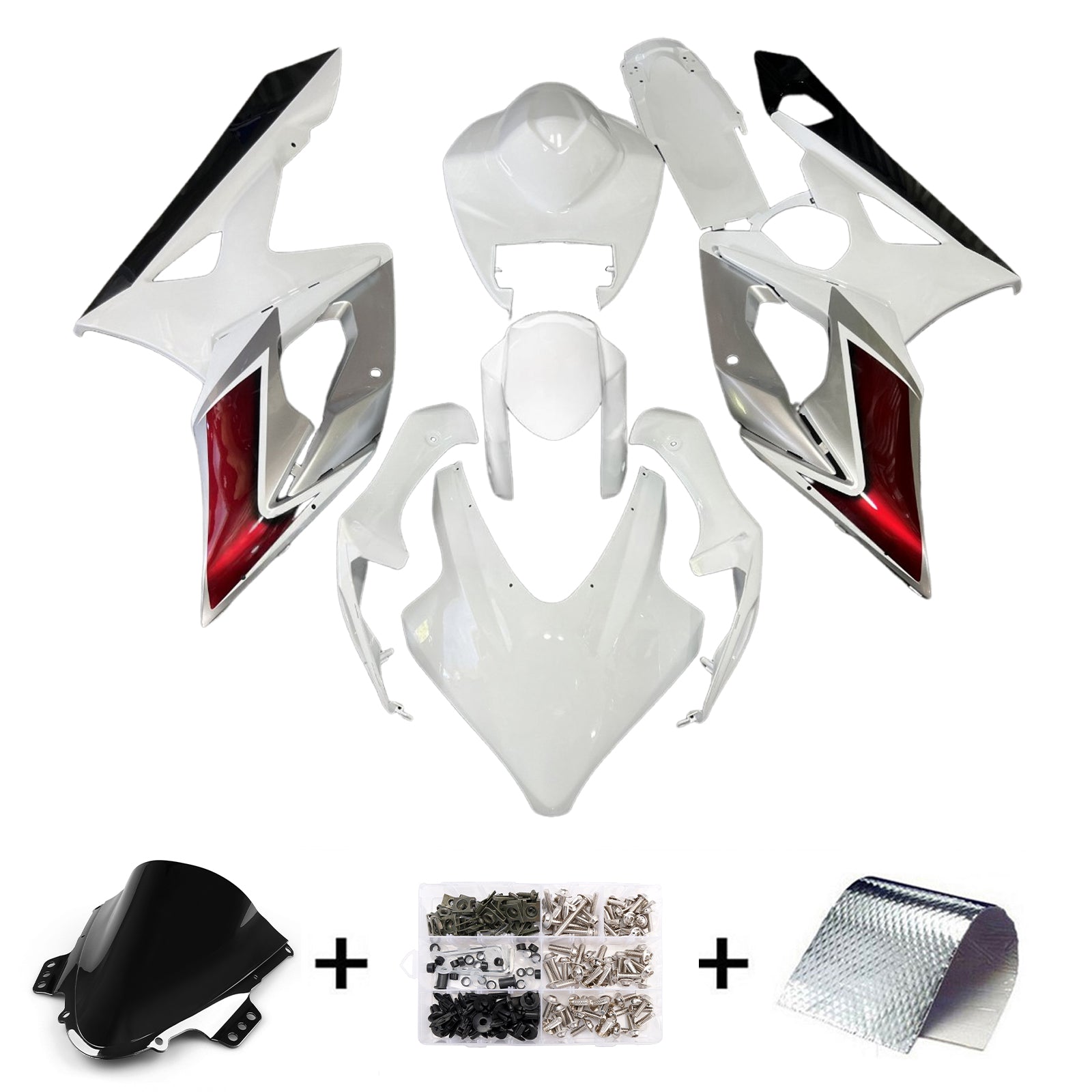 Amotopart 2005-2006 Suzuki GSXR1000 White Red Fairing Kit